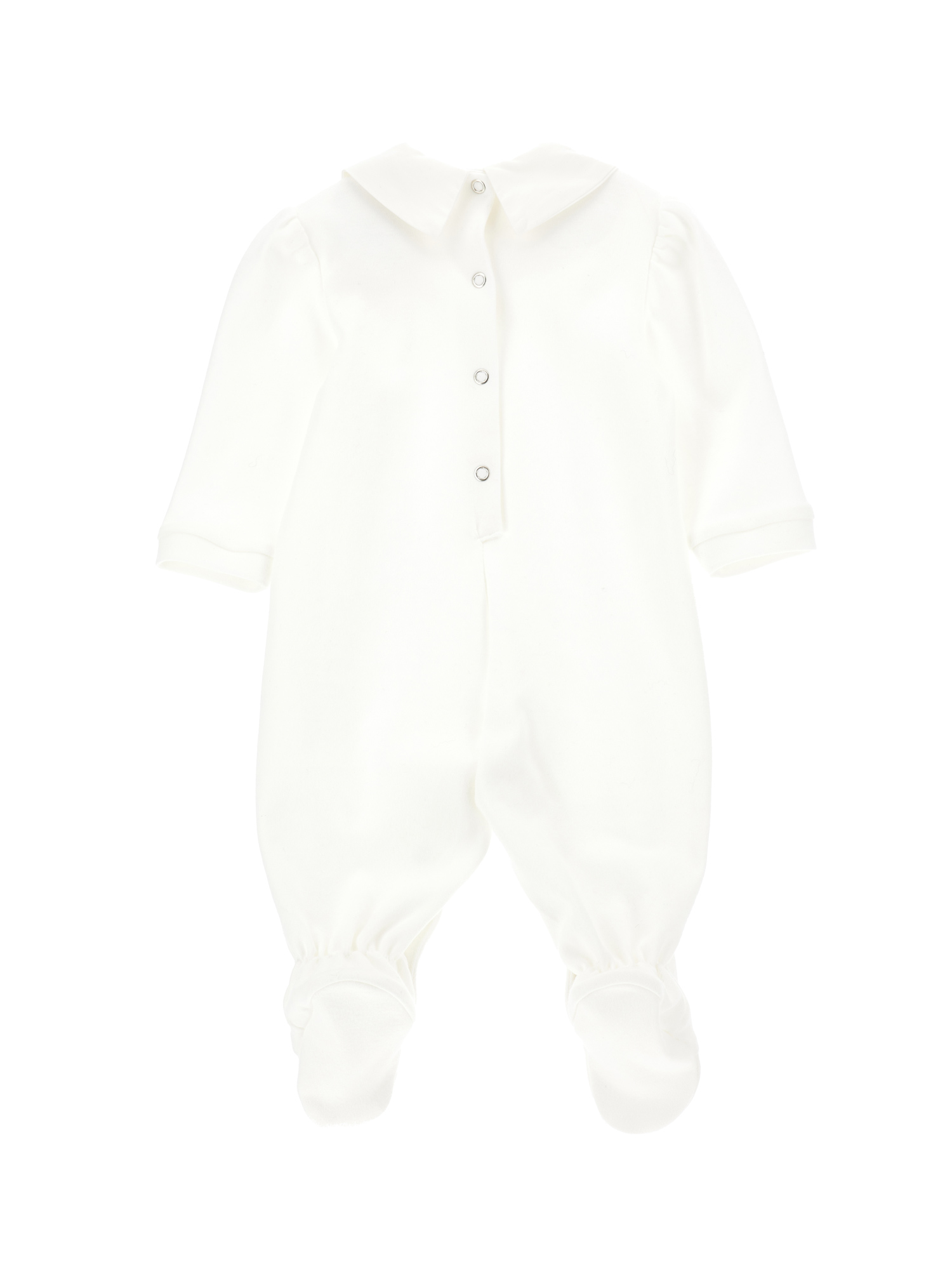 Monnalisa Chenille Playsuit With Double Collar In Cream