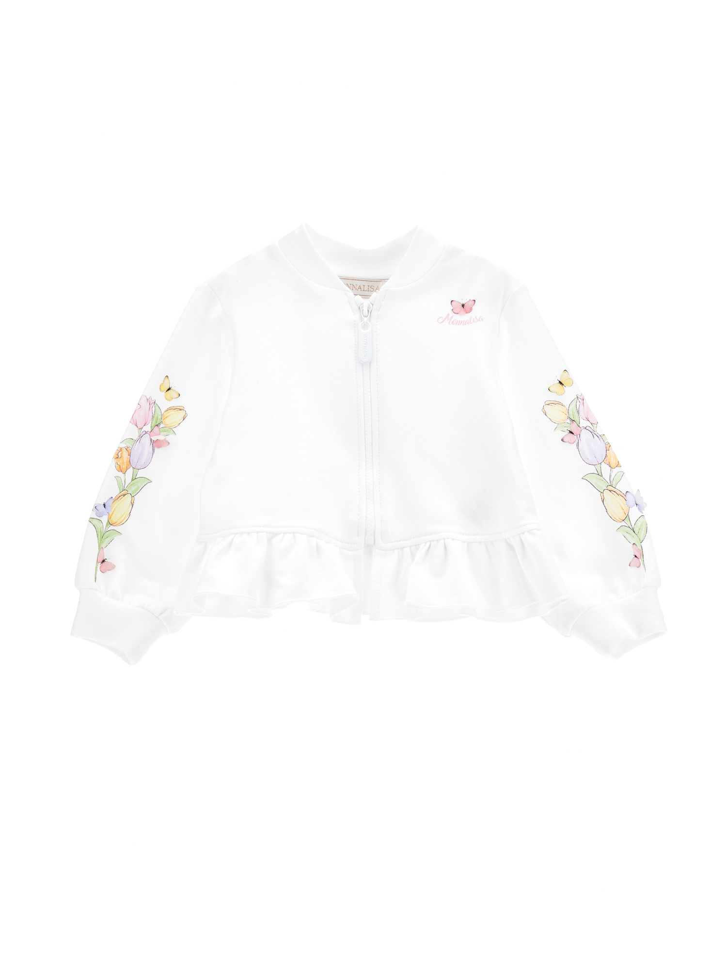 Monnalisa Babies'   Cotton Sweatshirt With Trim In White