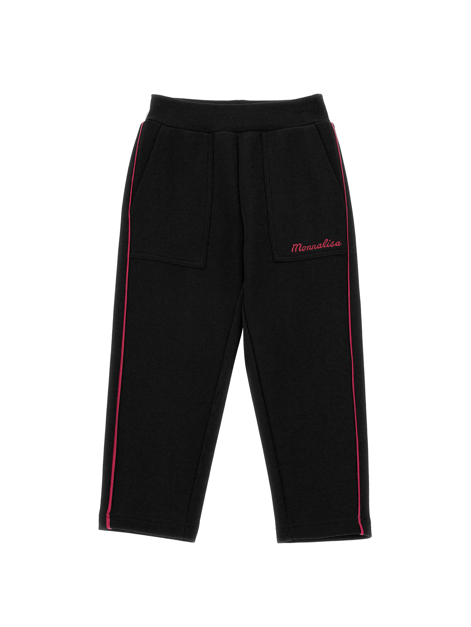 Monnalisa Fleece Trousers With Piping In Black