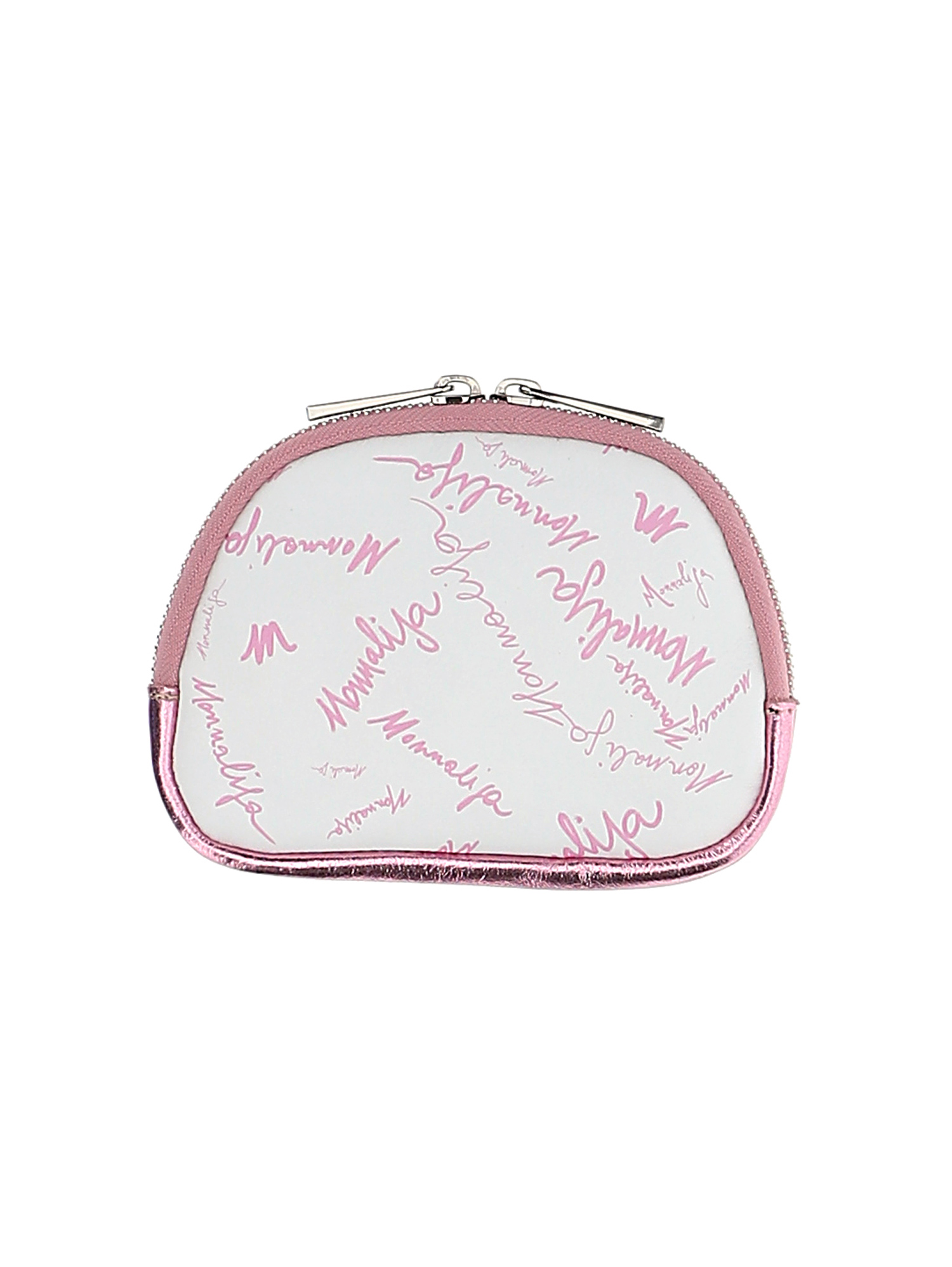 Shop Monnalisa Leather Coin Purse W/ Laminate Detailing In Pink