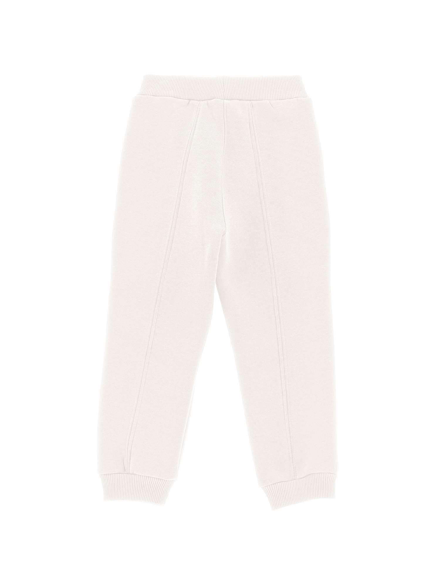 Monnalisa Heavyweight Fleece Joggers With Rhinestones In Cream
