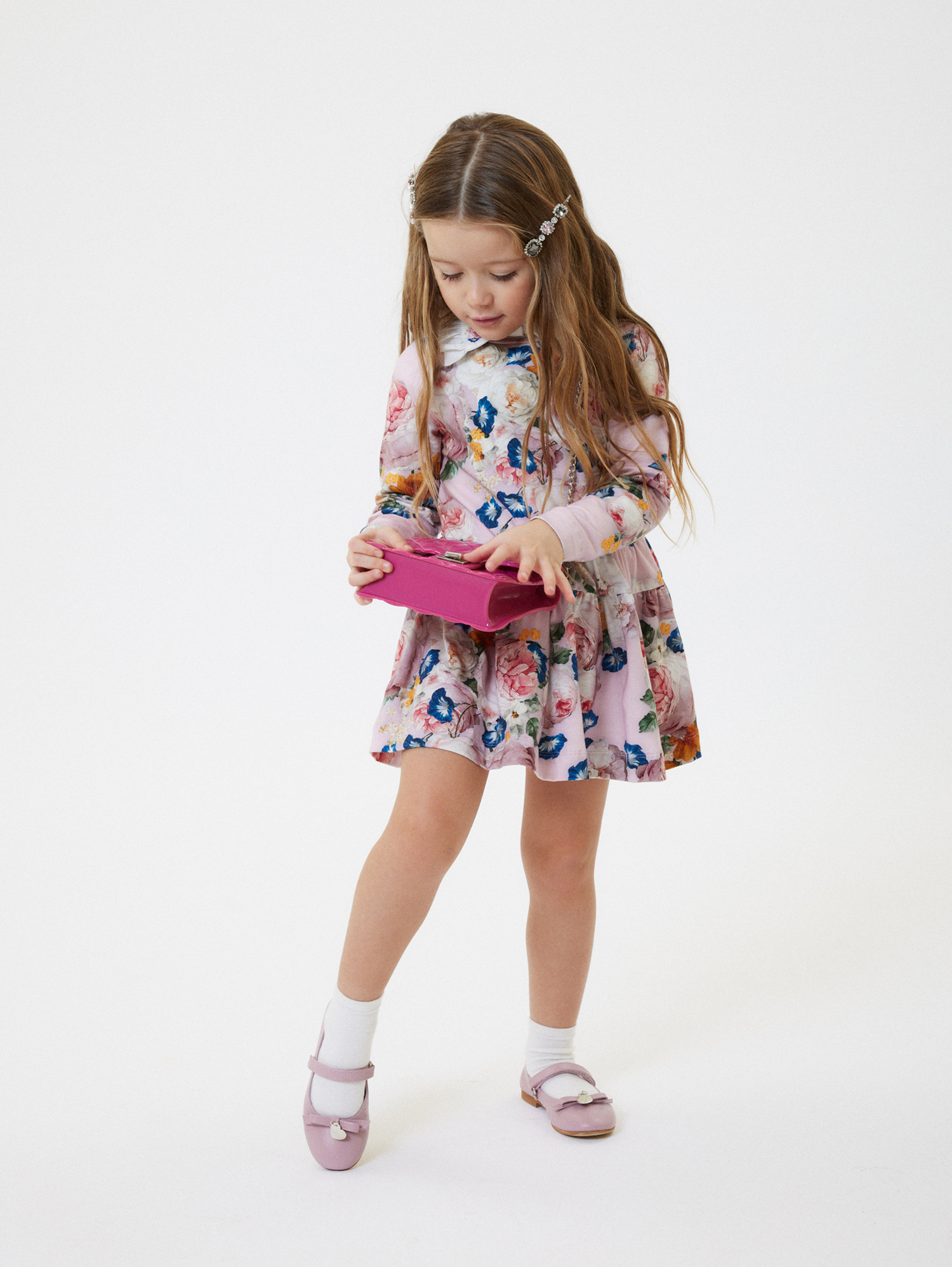 Monnalisa Pvc Bag With Pearls In Fuchsia