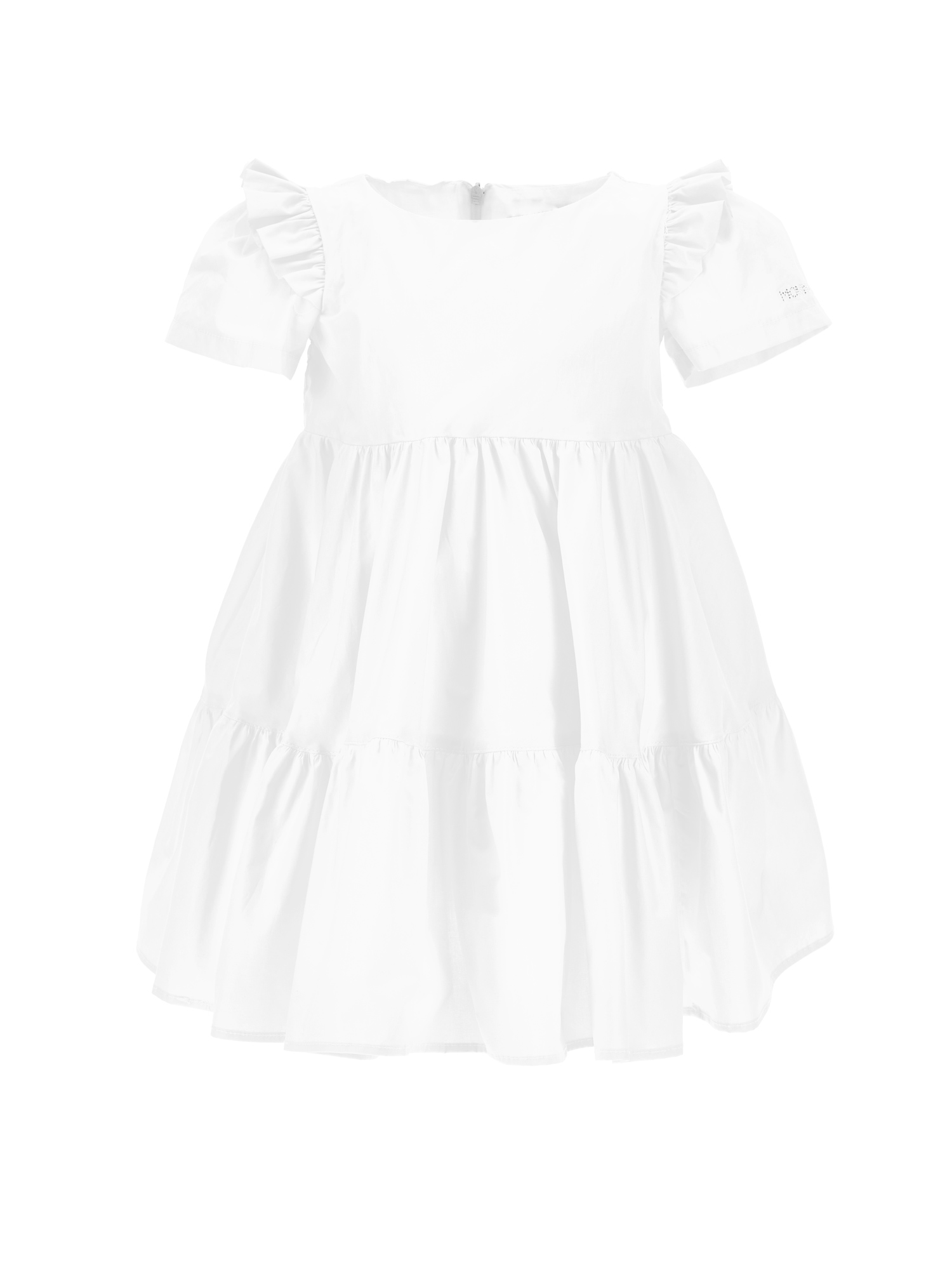 Monnalisa Cotton Dress With Flounces In White