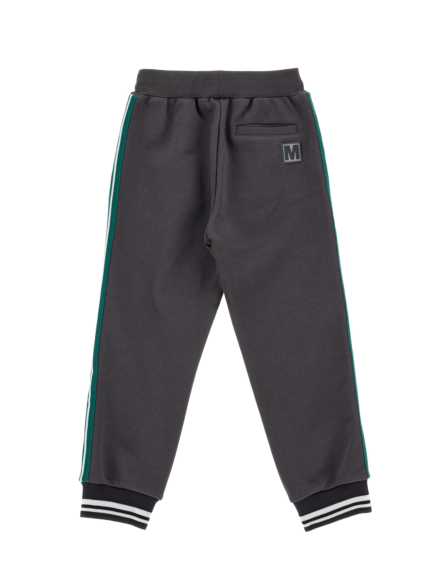 Monnalisa Fleece Joggers With Coloured Bands In Coal Grey