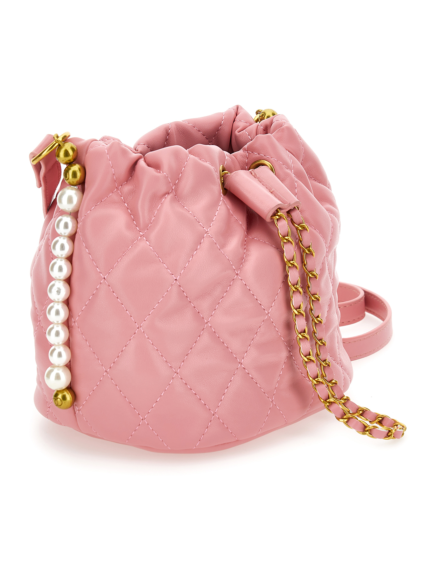 Monnalisa Diamond-quilted Bucket Bag In Pink