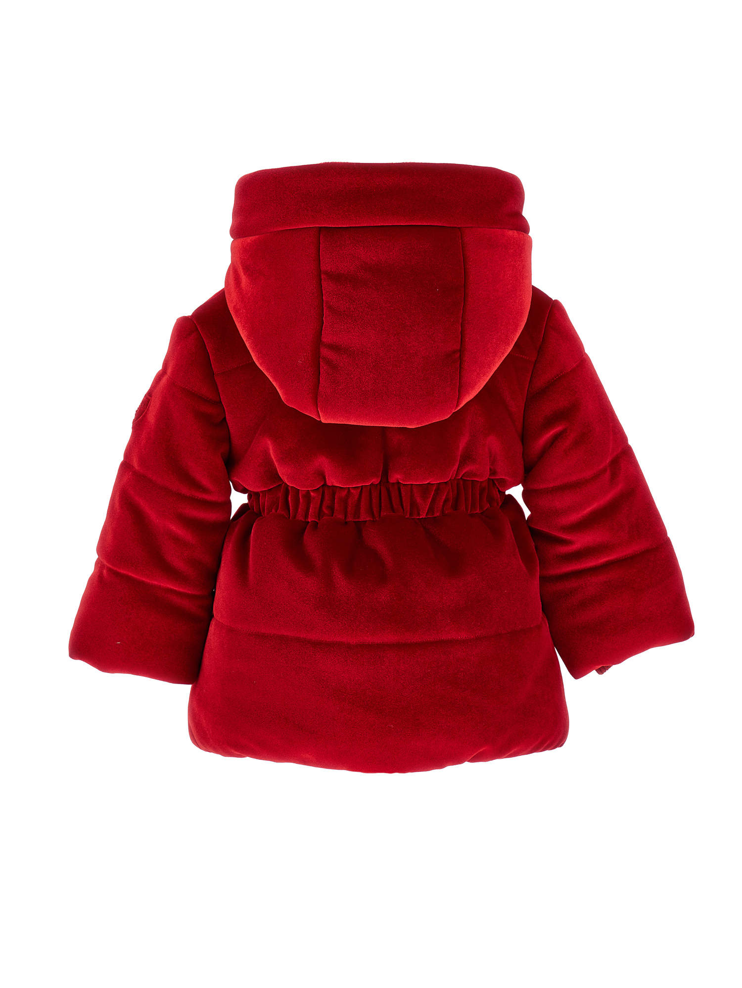 Monnalisa Long Chenille Down Jacket In Ruby Red