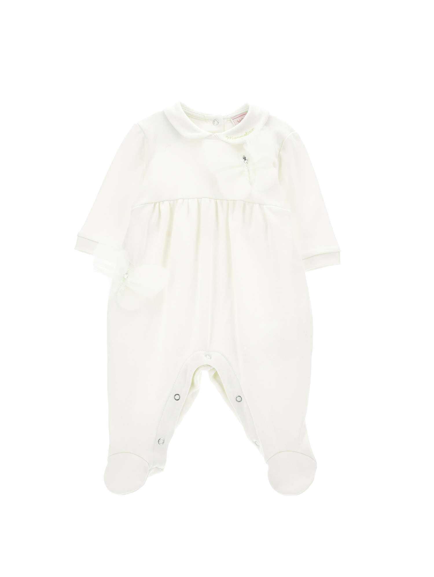 Monnalisa Cotton Butterfly Baby Girl Playsuit In Cream