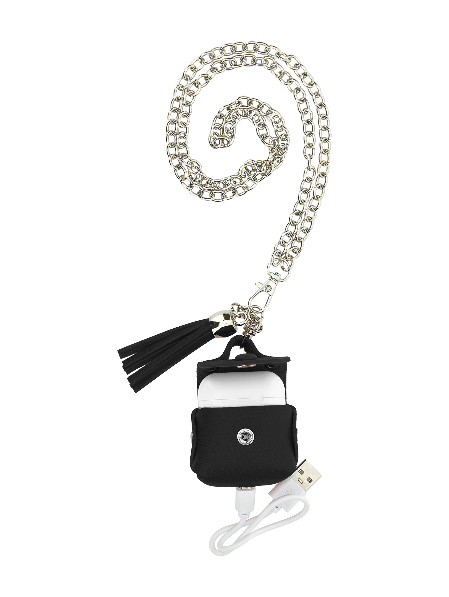 Monnalisa Leather Earphone Case In Black