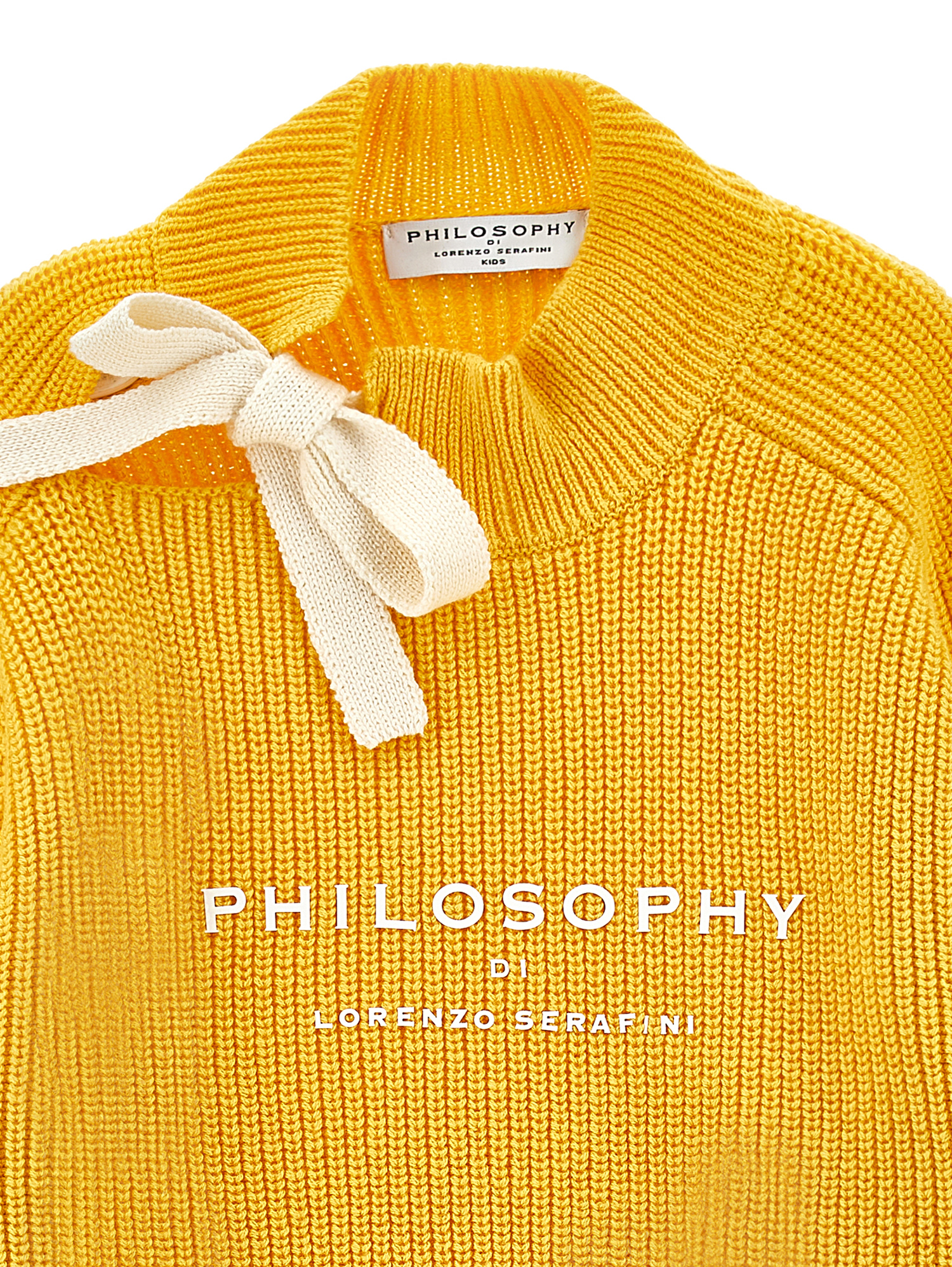Philosophy Di Lorenzo Serafini Philosophy Kids  Sweater With Bow And Logo In Yellow