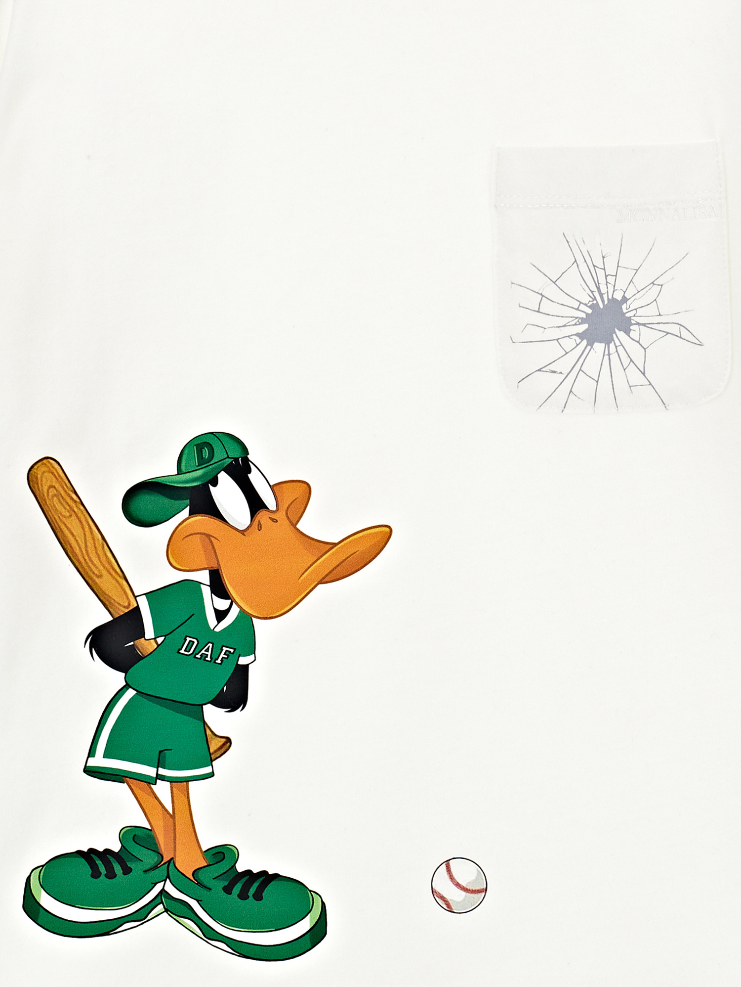Monnalisa Daffy Duck Cotton T-shirt In Cream