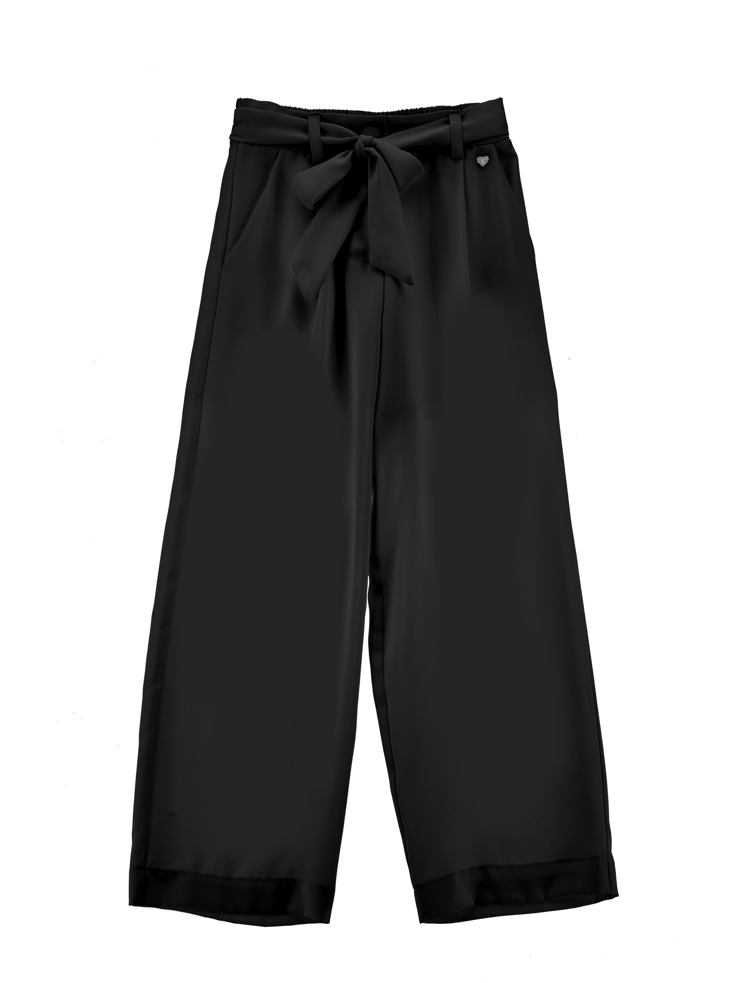 Monnalisa Matte Satin Trousers In Black