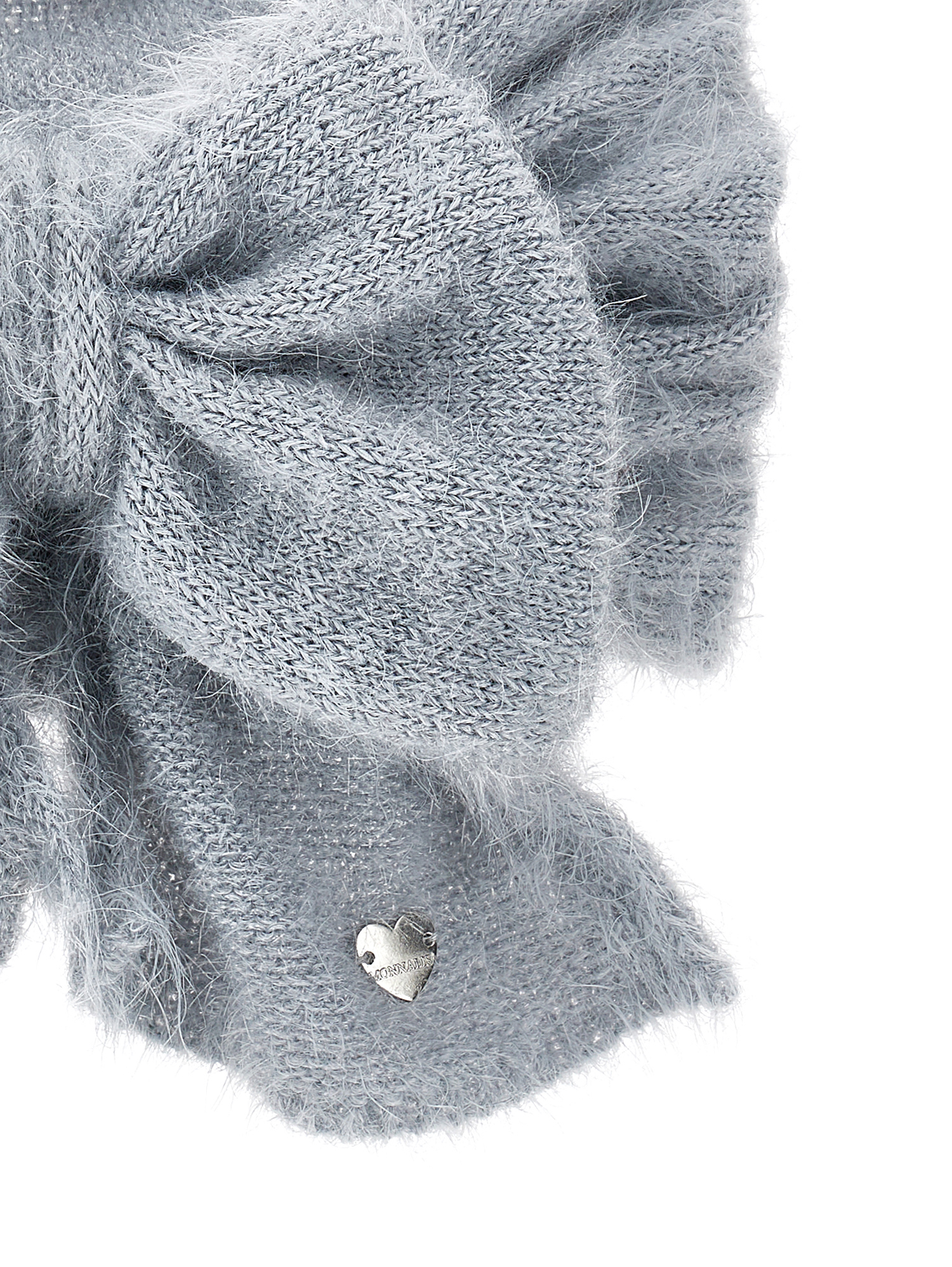 Shop Monnalisa Lurex Knit Collar In Pearl Grey
