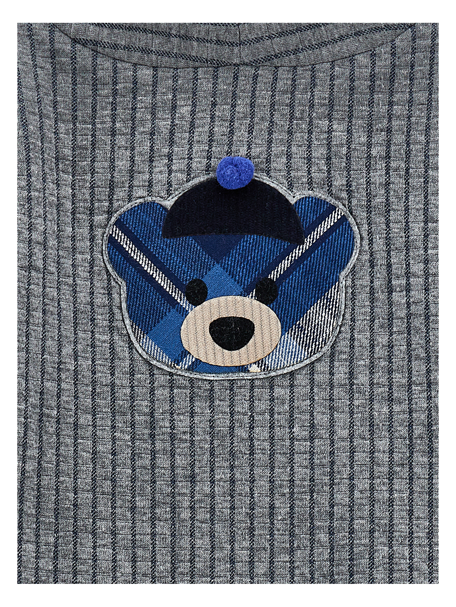 Monnalisa Pinstripe Knit Cardigan In Grey + Blue