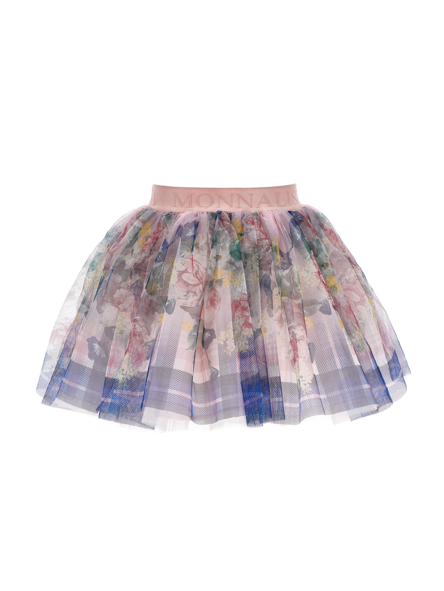 Monnalisa Baroque Rose Tulle Skirt In Cyclamen + Multicolor