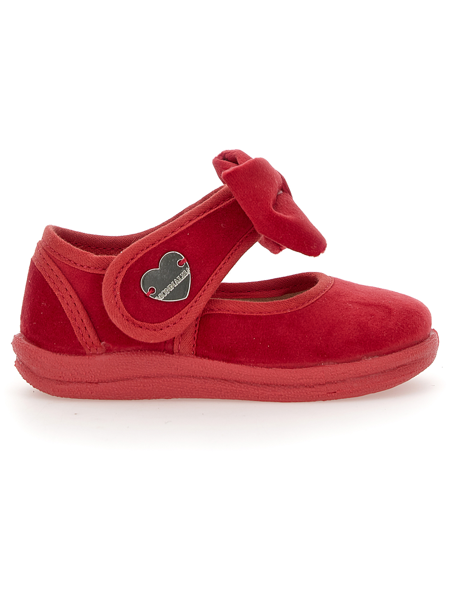 Monnalisa Velvet Shoes With Bow In Ruby Red