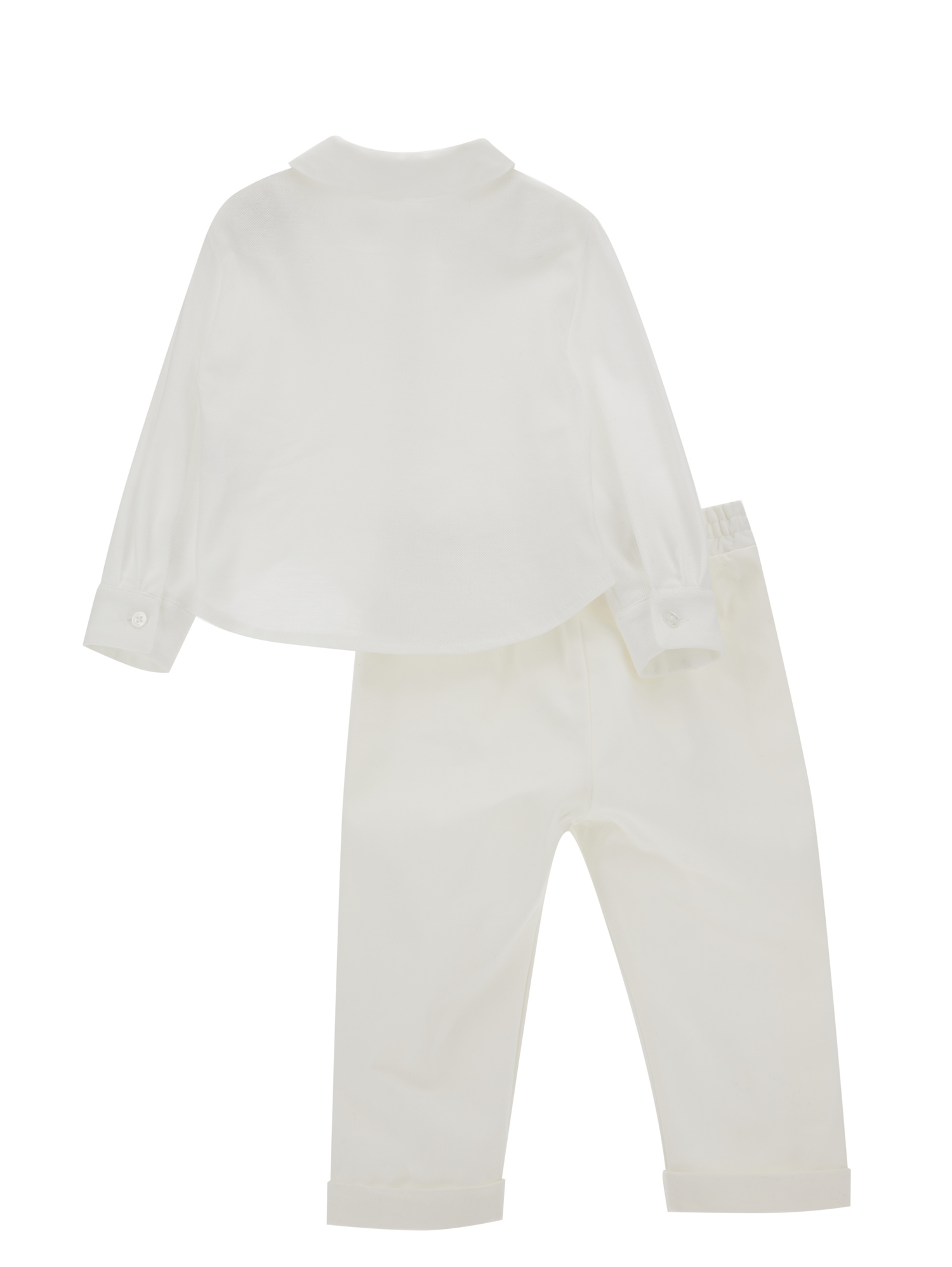Monnalisa Elegant Frosted Satin Set In Cream
