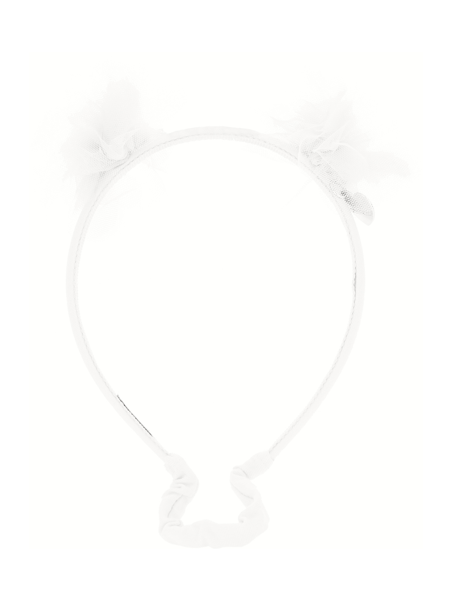 Monnalisa Kids'   Hairband In Tulle With Pom Pom In White