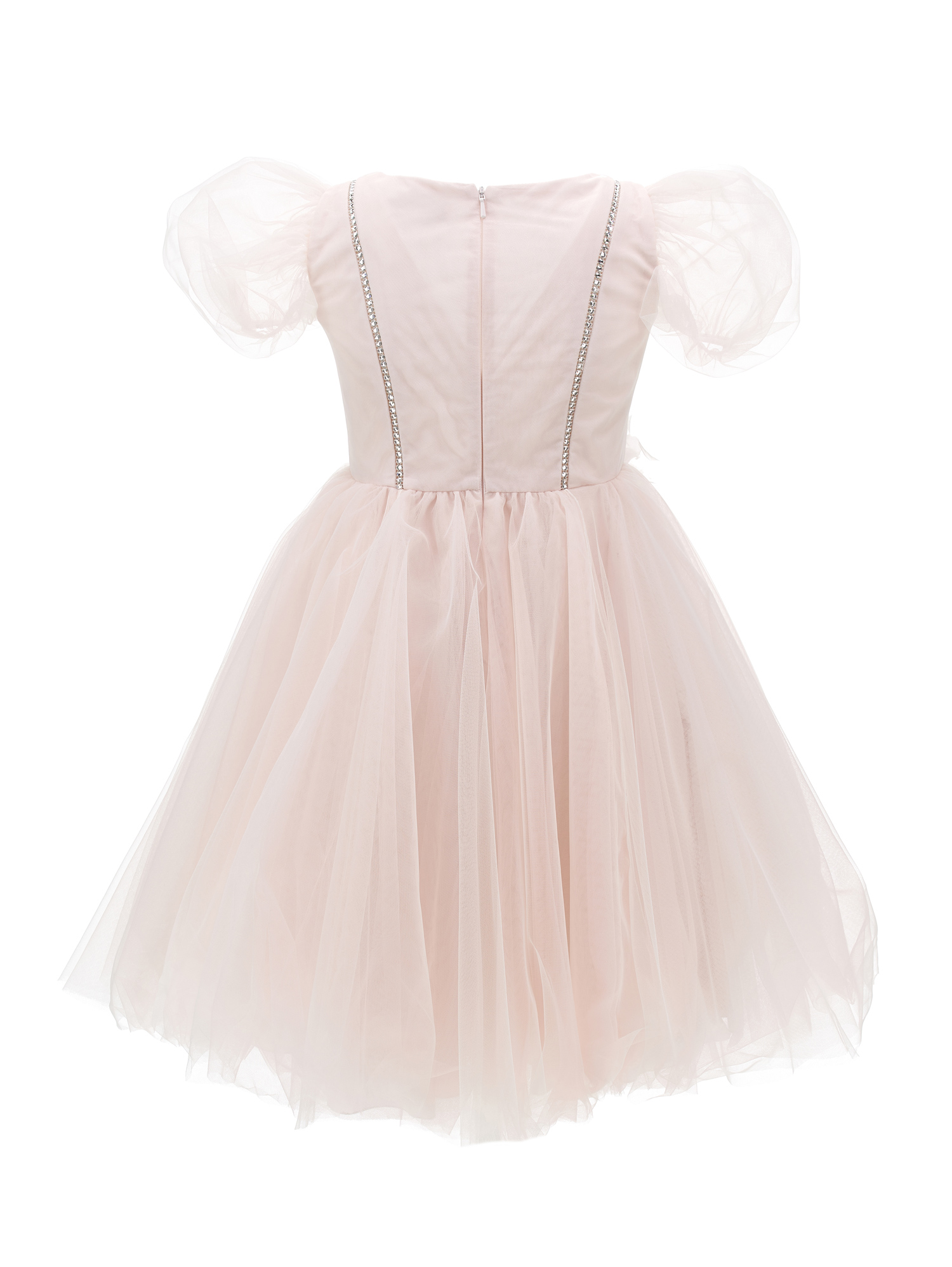 Shop Monnalisa Sunset Dress With Silk-touch Tulle In Dusty Pink Rose