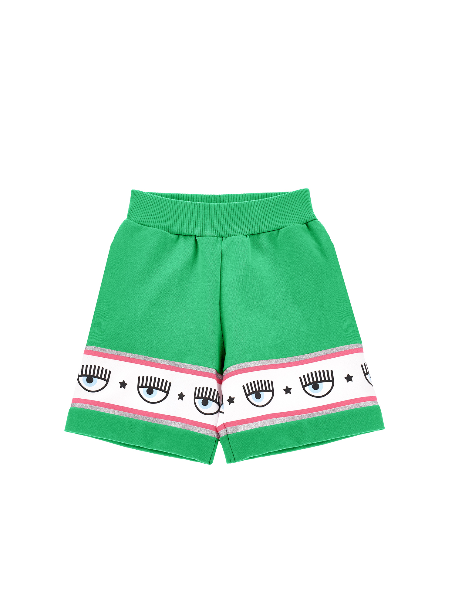Chiara Ferragni Babies'   Maxilogomania Jersey Shorts In Bright Green