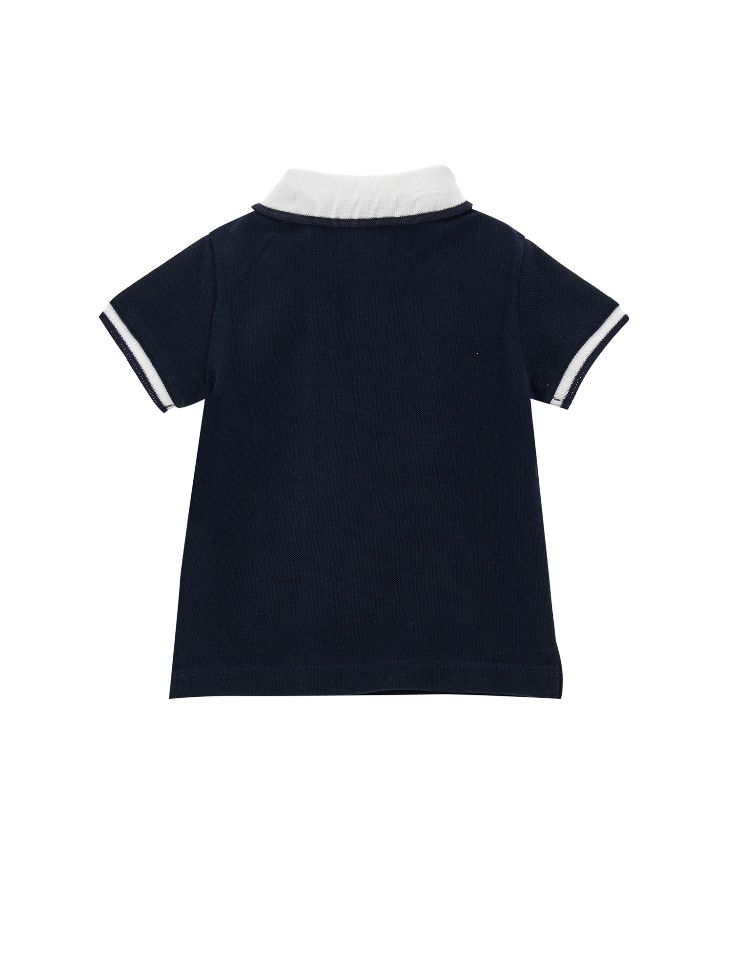Monnalisa Cotton Piqué Polo Shirt In Navy Blue