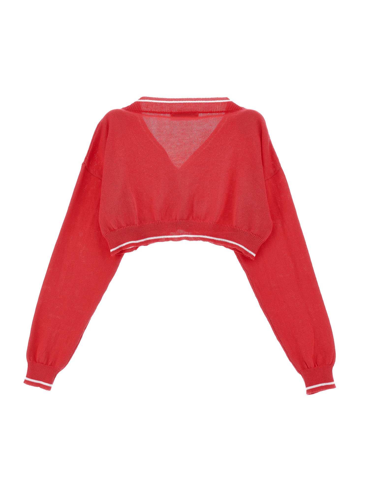 Monnalisa Short Knitted Cardigan For Girls In Red