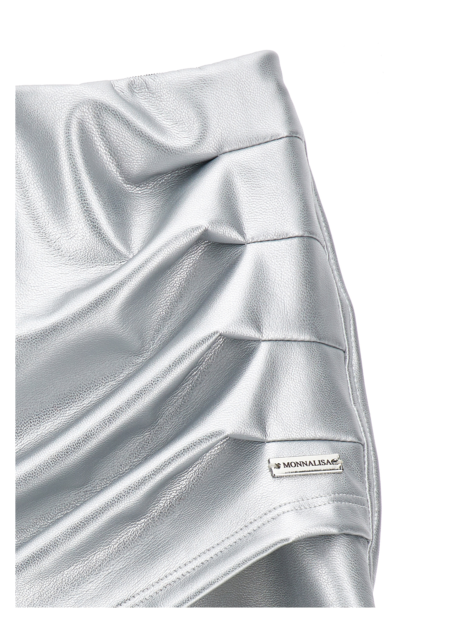 Monnalisa Short Coated Fabric Skirt In Silver