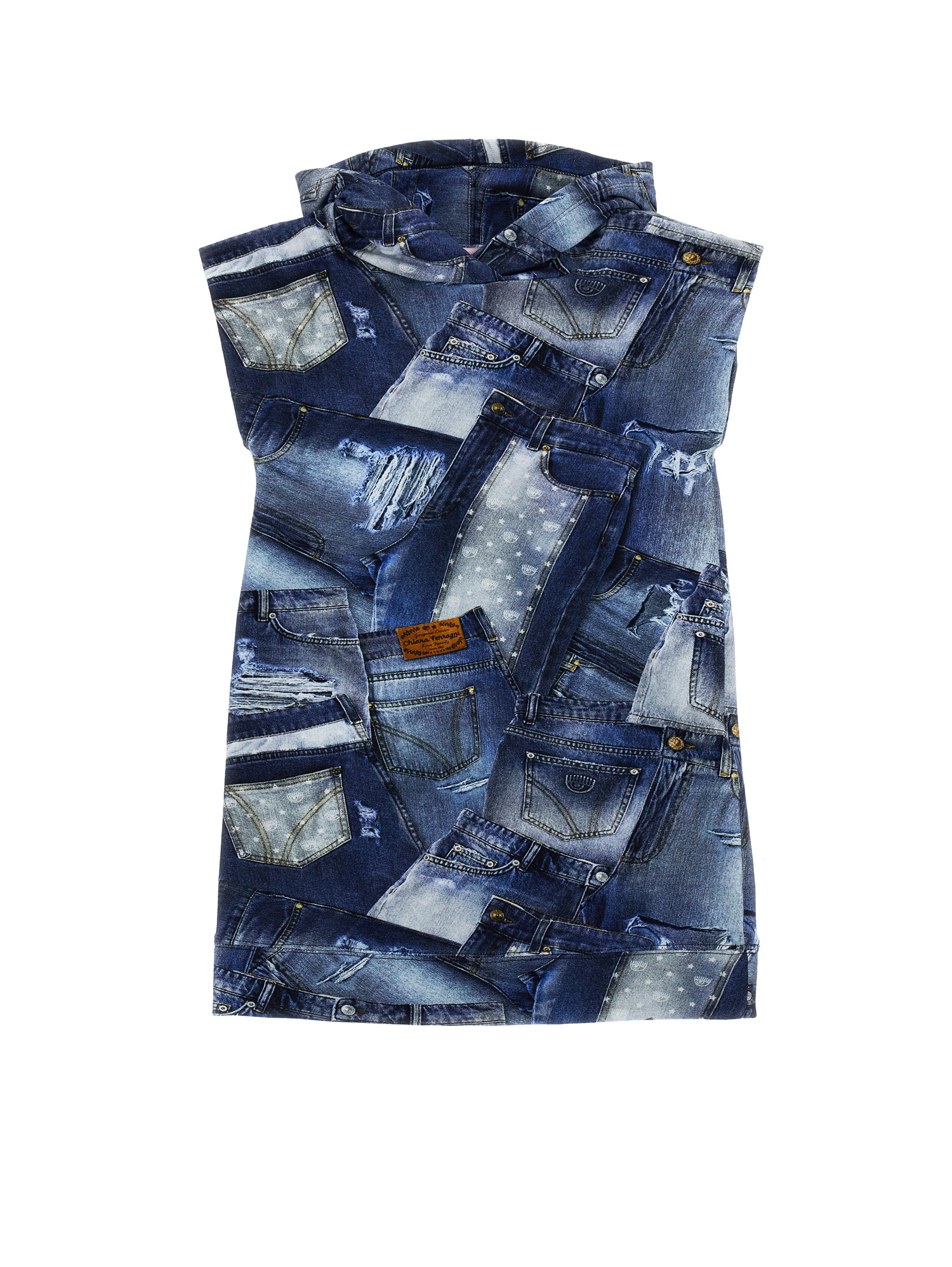 Shop Chiara Ferragni Cfdenimprint Dress In Blu Stone Denim