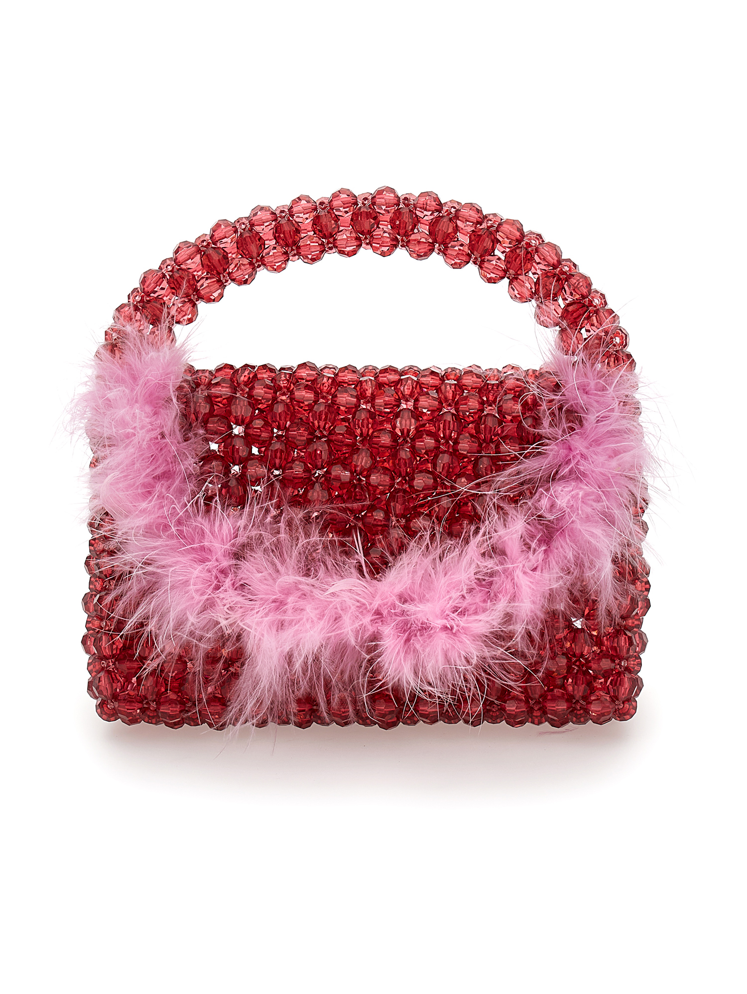 Shop Monnalisa Crystal Bag With Feathers In Blush Pink