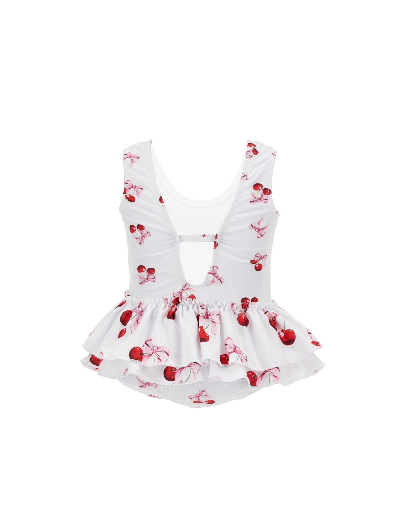 Monnalisa One-piece Swimsuit With Teddy Bear In White + Rosa Fairytale