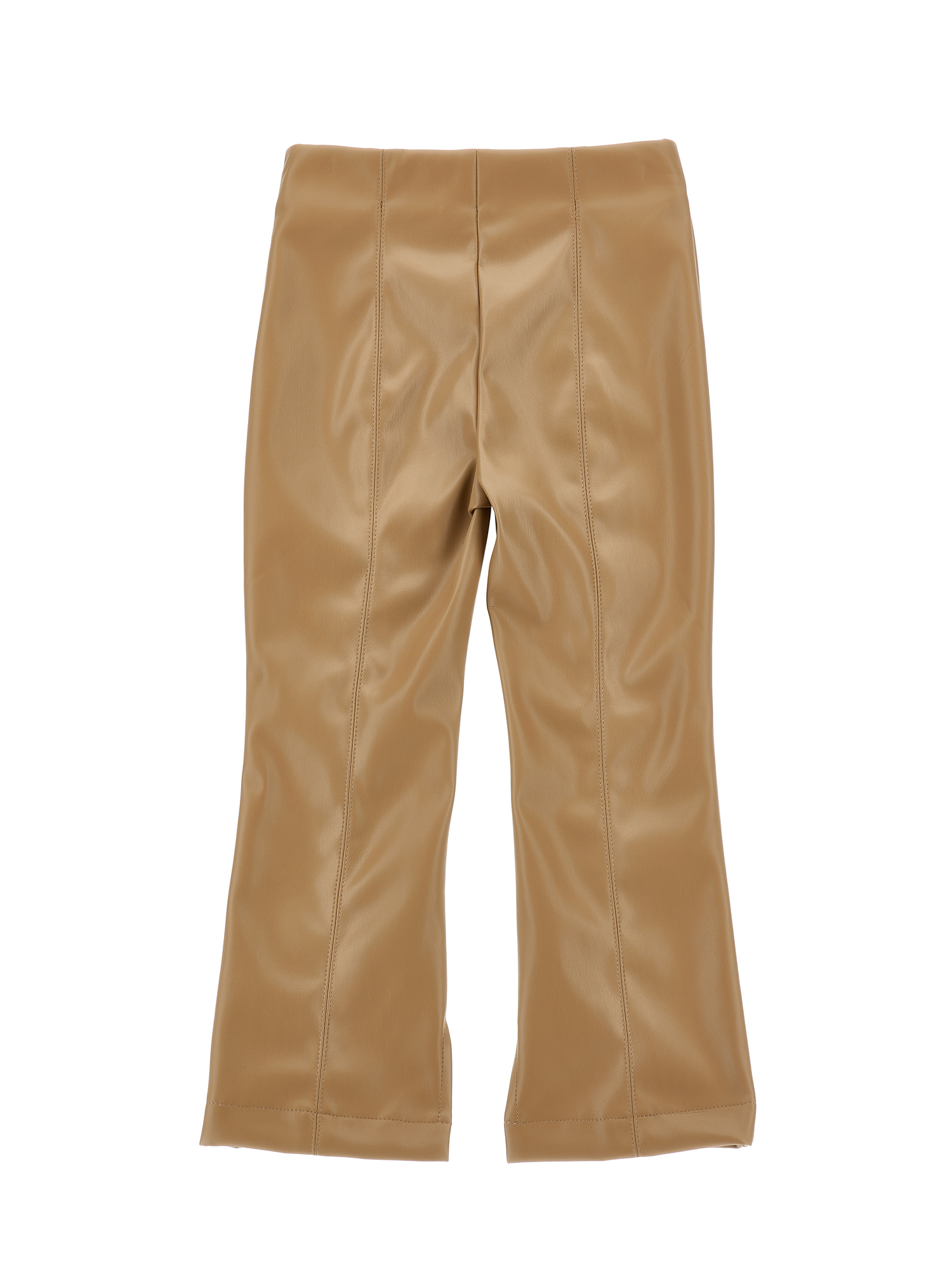 Monnalisa Faux Leather Trousers In Brown