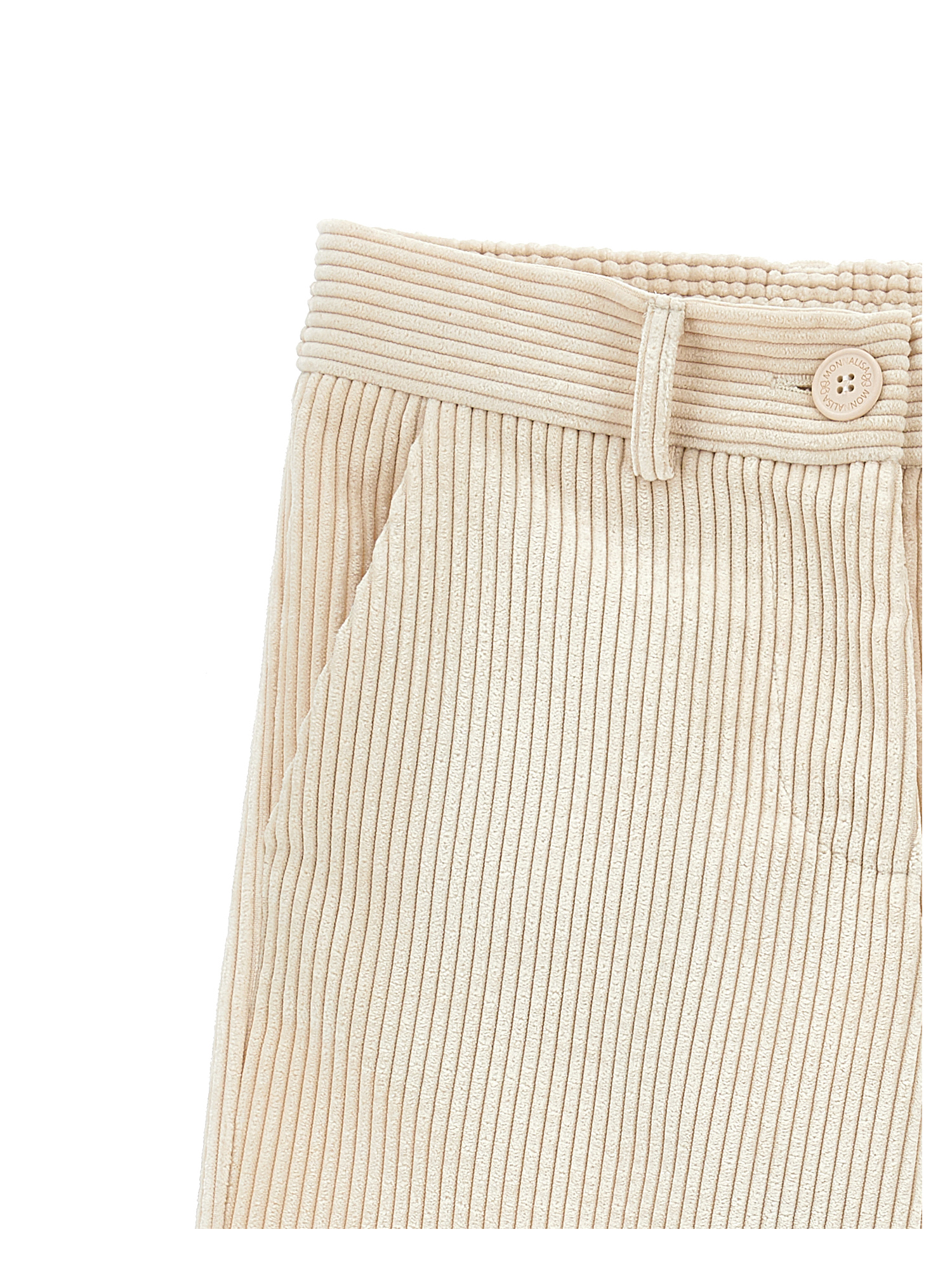 Monnalisa Wide-leg Corduroy Trousers In Ecru