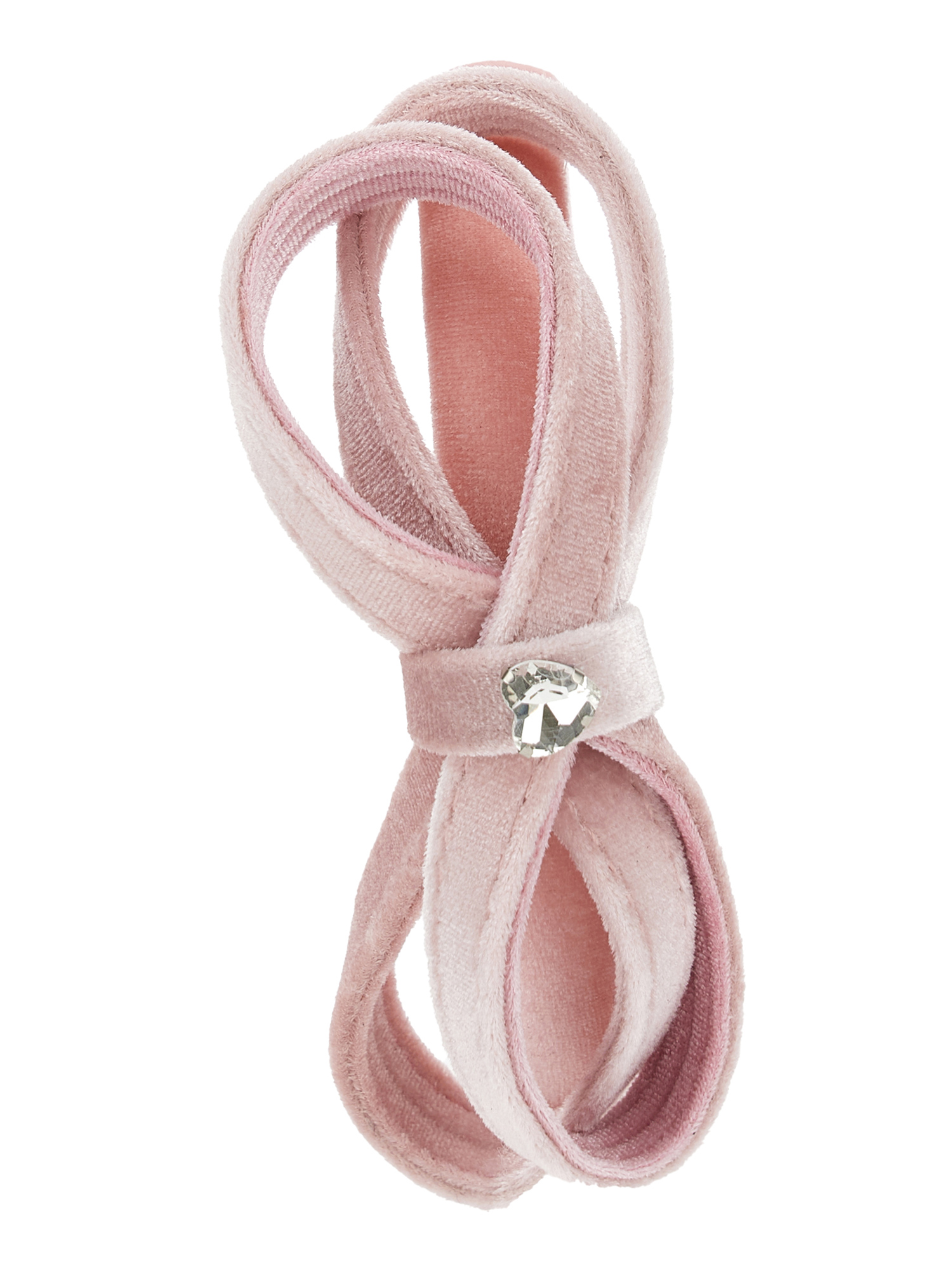 Monnalisa Velvet Headband With Bow In Rosa Fairy Tale