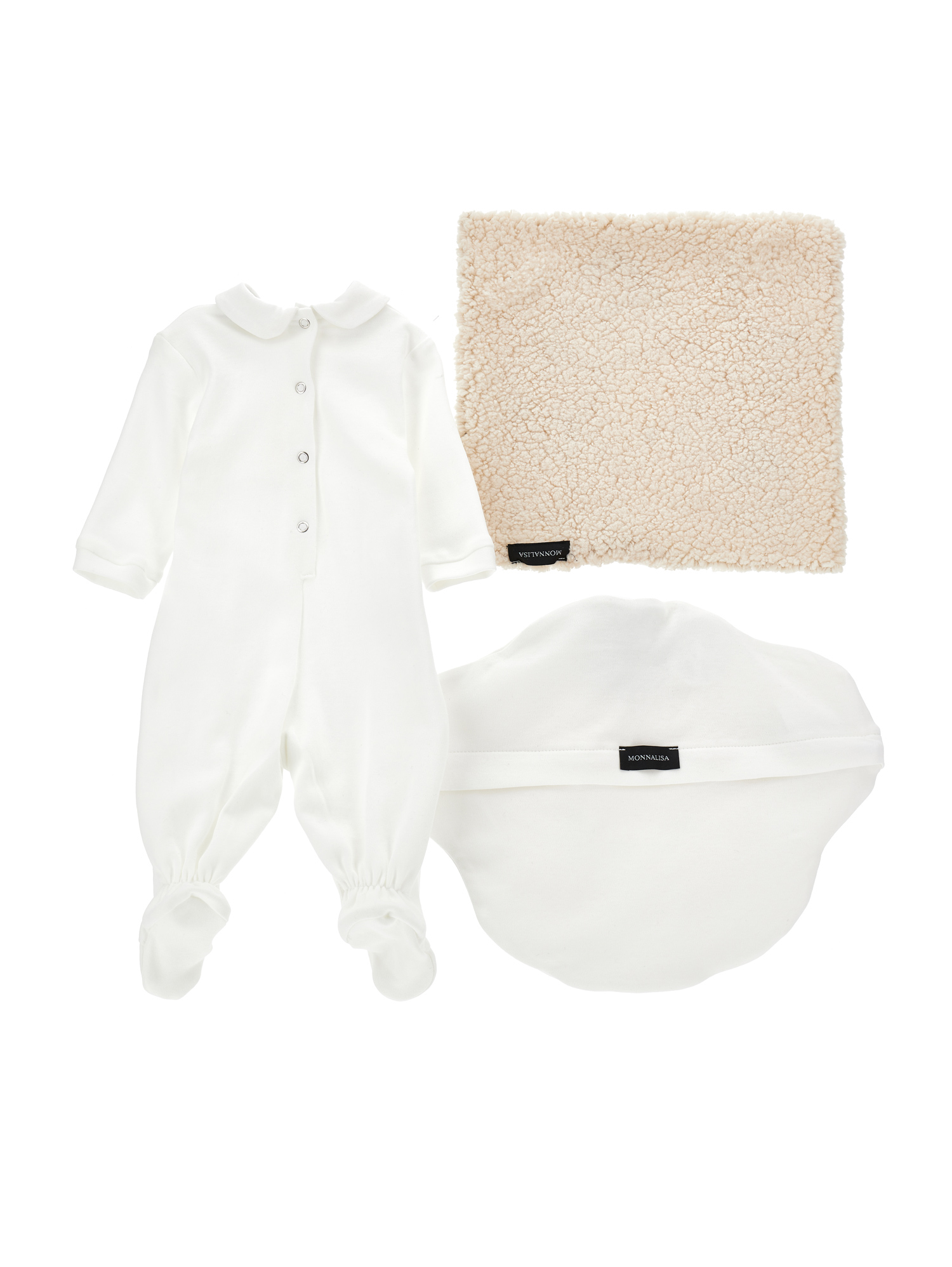 Monnalisa Playsuit And Sleeping Accessories Set In White