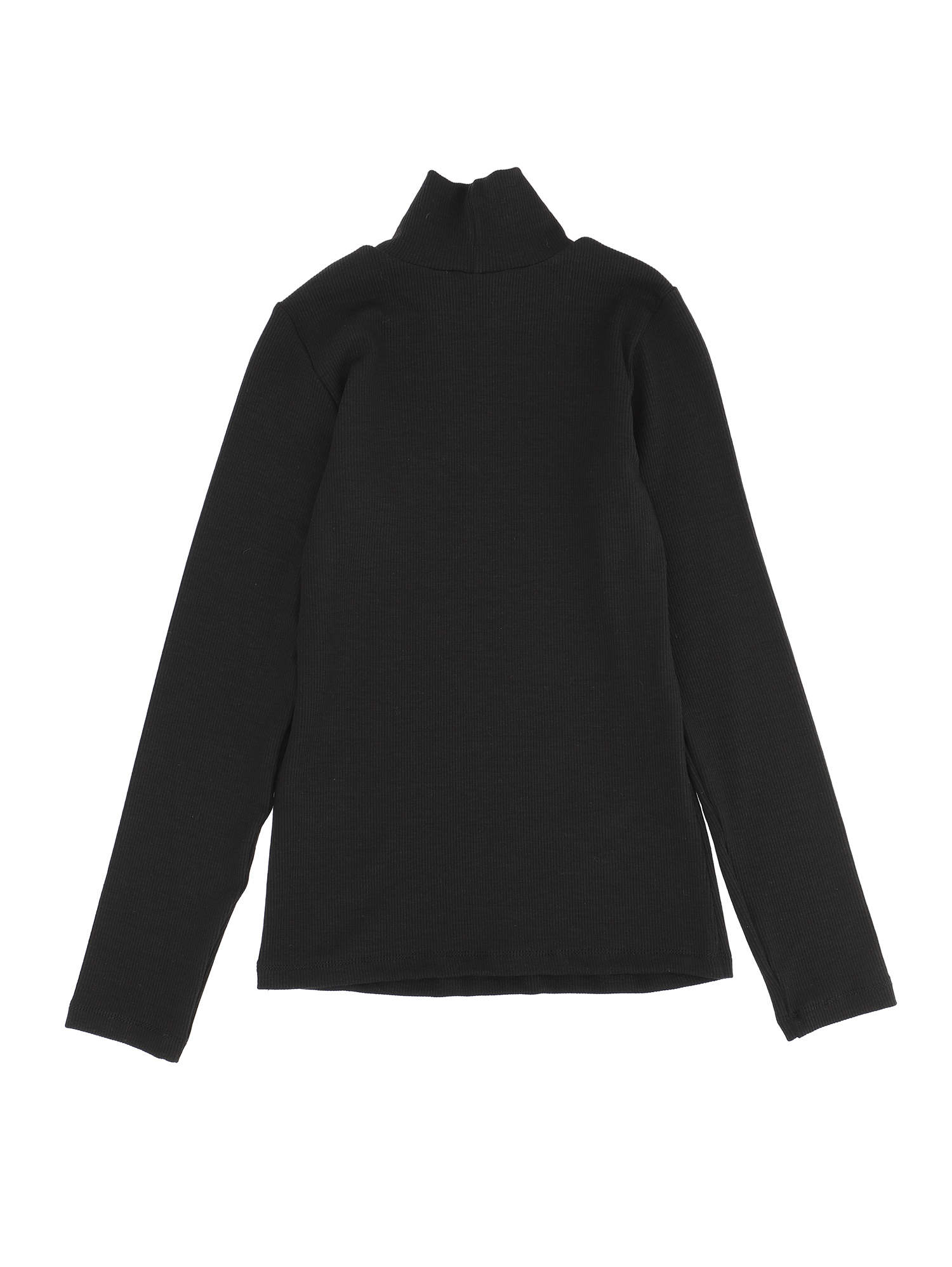 Monnalisa Ribbed Viscose Turtleneck In Black