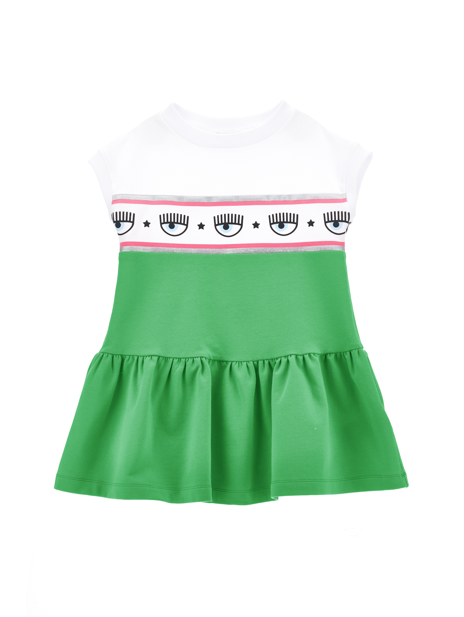 Chiara Ferragni Maxi Logomania Jersey Dress In Bright Green