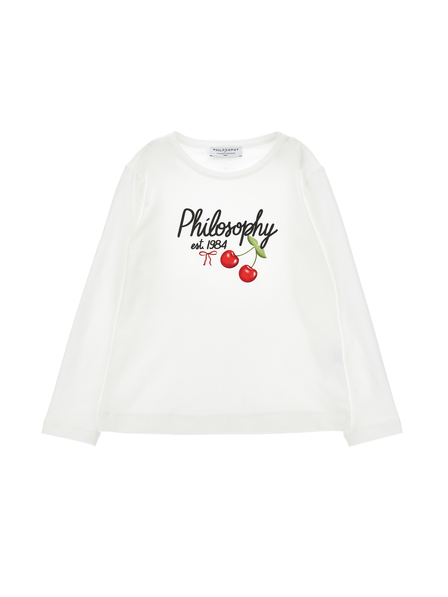 Philosophy Di Lorenzo Serafini Philosophy Kids  T-shirt With 'philosophy' And Cherry Print In White