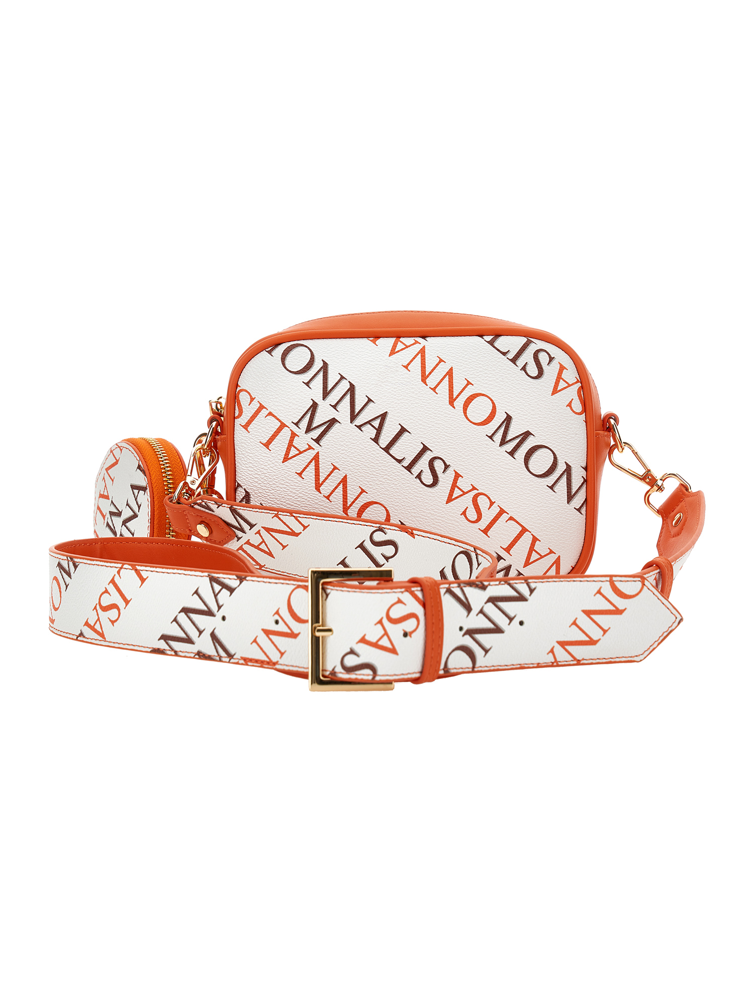 Monnalisa Printed Leather Bag In Orange