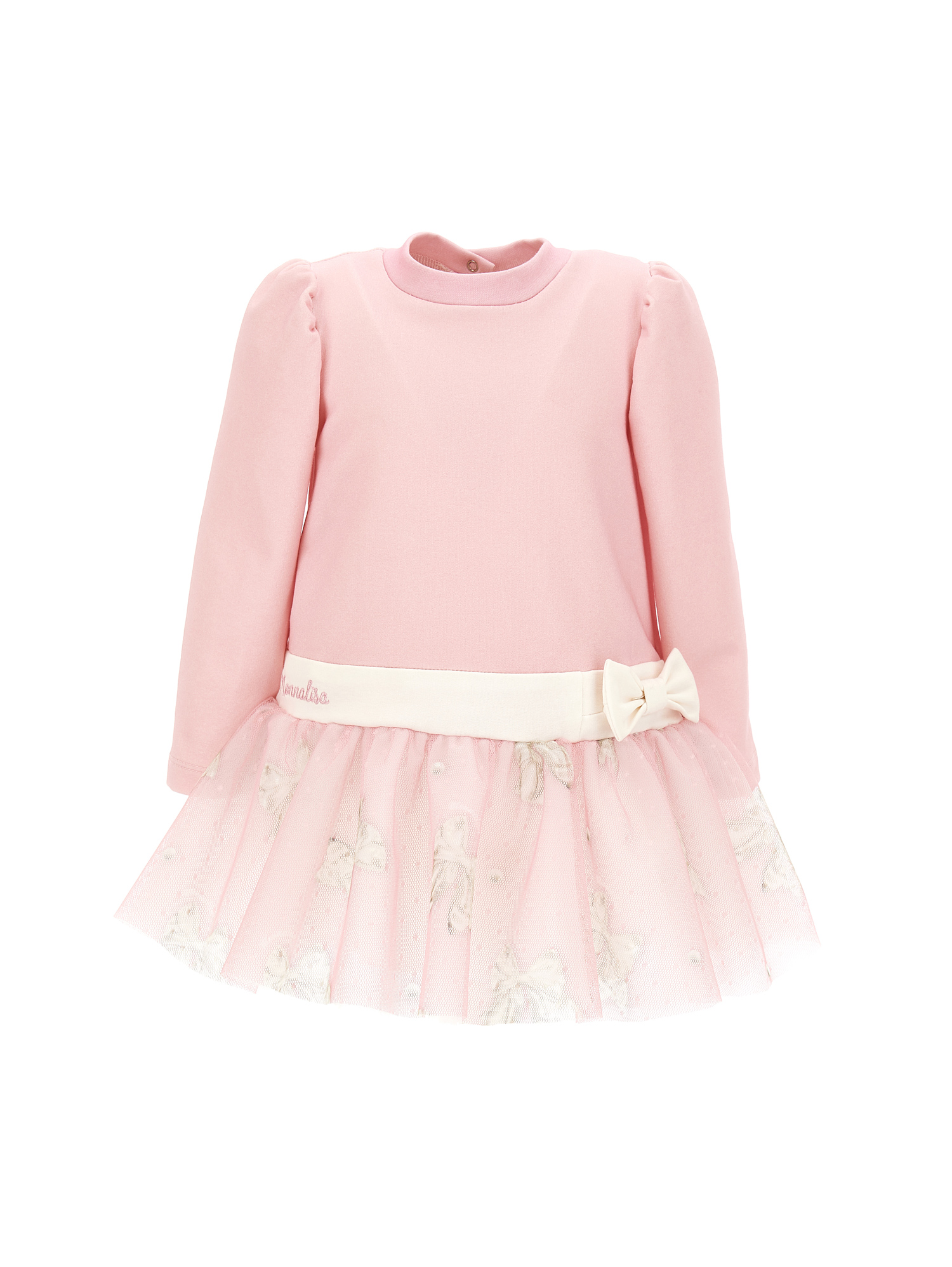 Monnalisa Abito jersey con fiocco e tulle