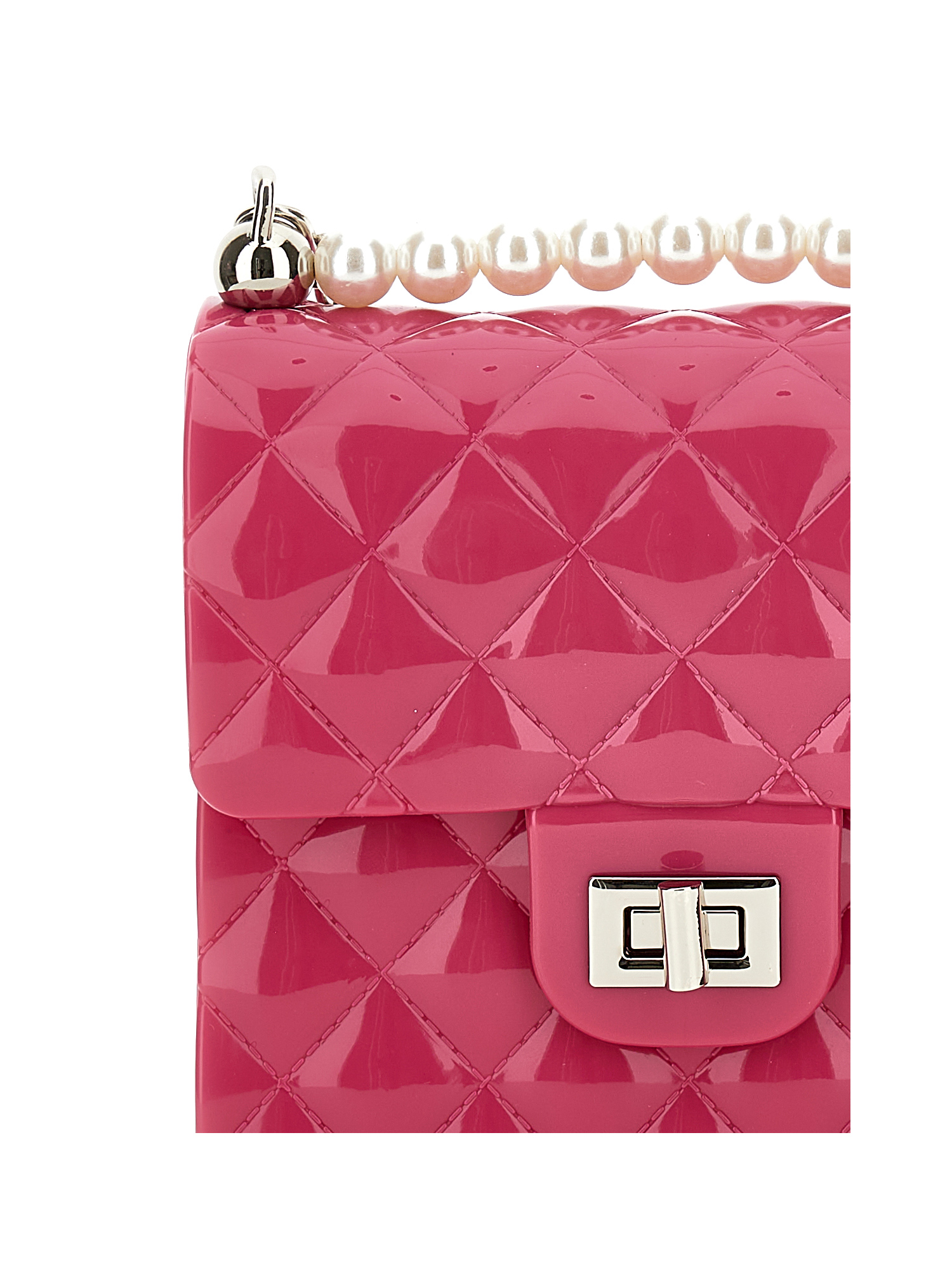 Monnalisa Pvc Bag With Pearls In Fuchsia