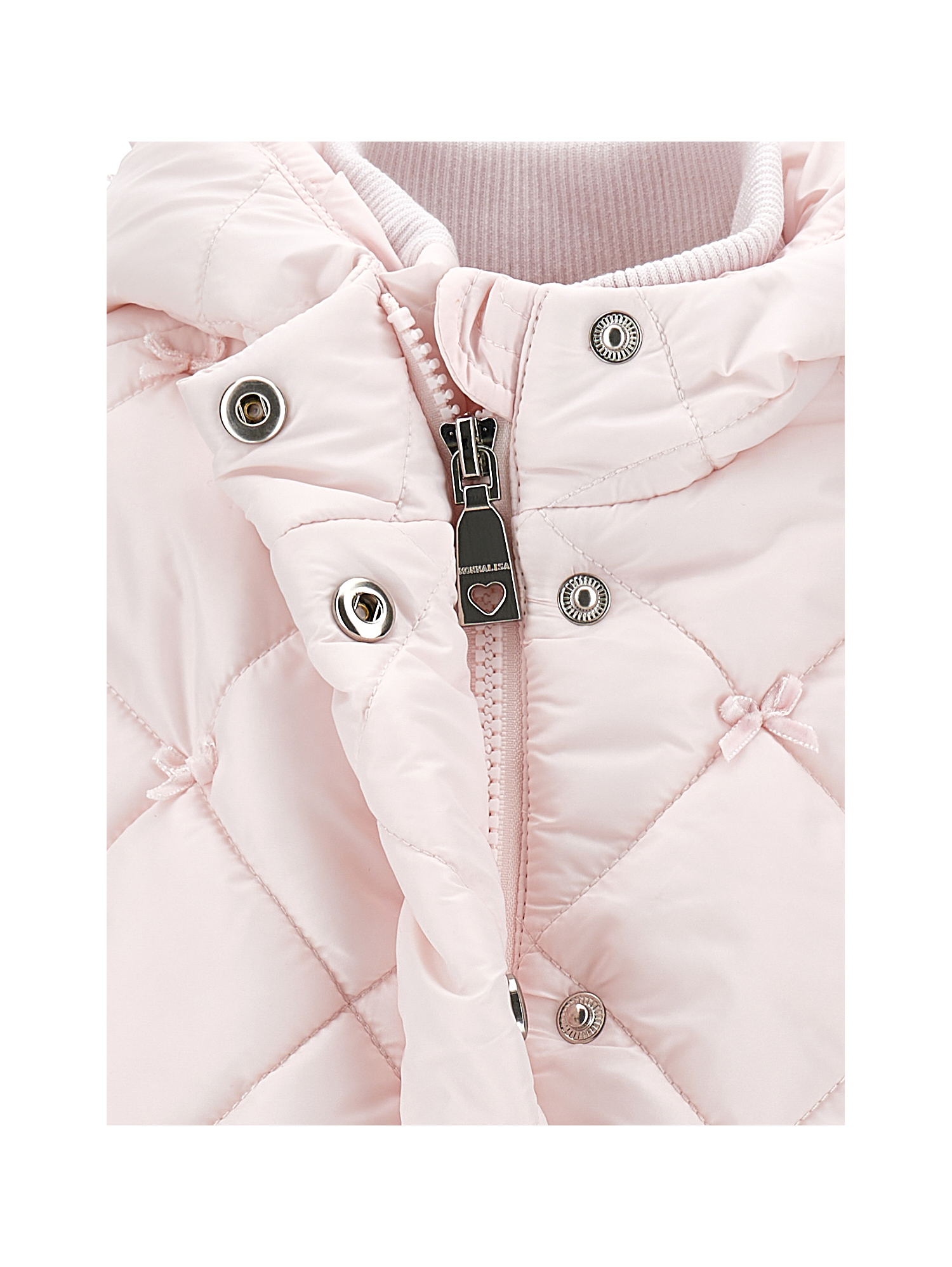 Monnalisa Padded Down Jacket With Bows In Pink