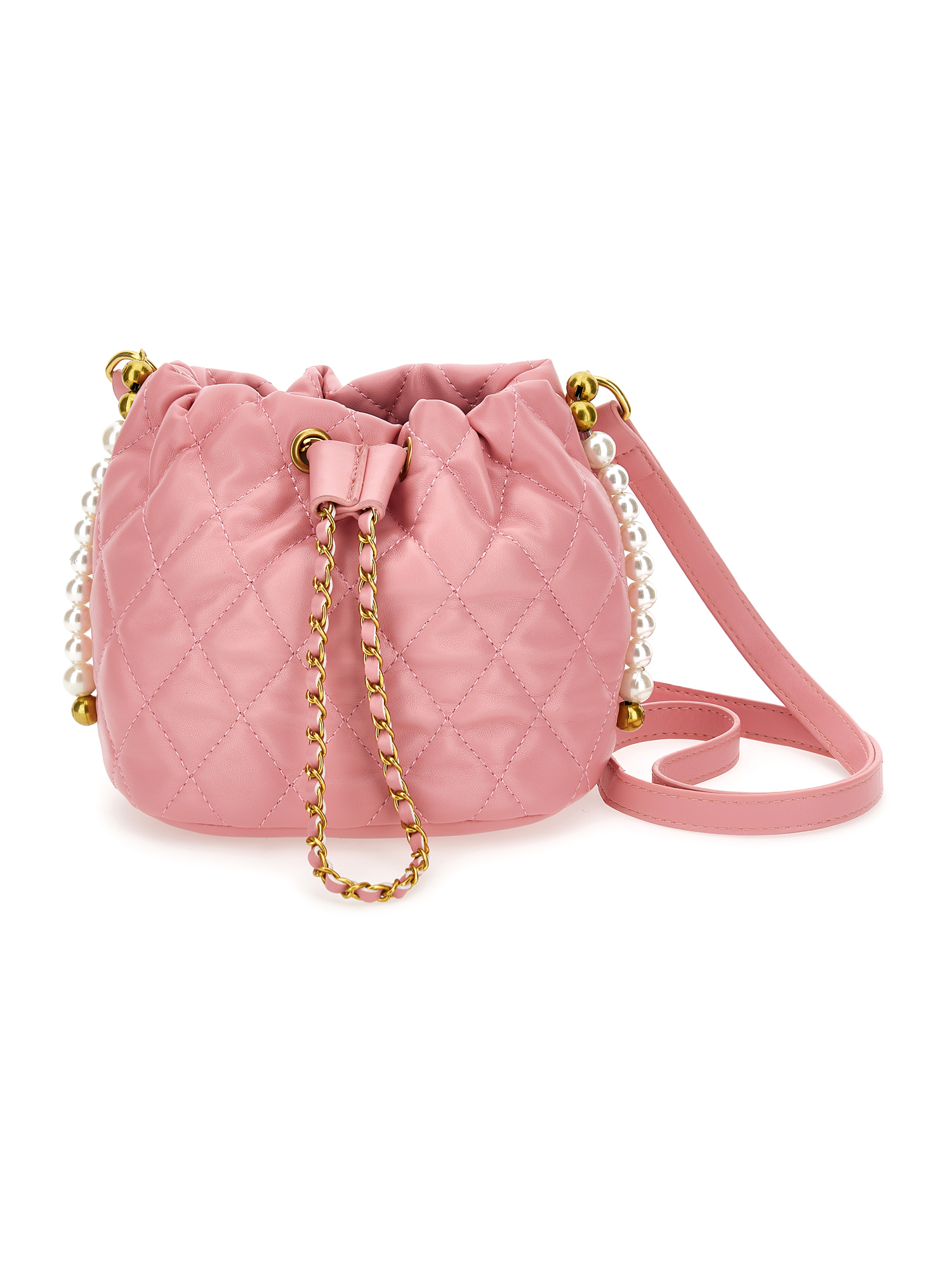 Shop Monnalisa Coated Fabric Bucket Bag In Pink