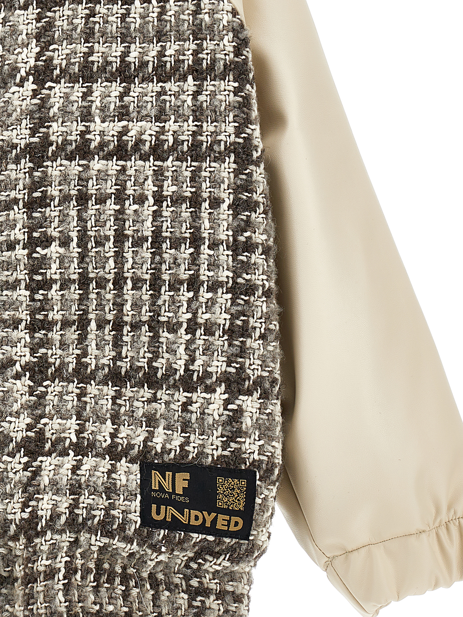 Monnalisa Tweed Bomber Jacket In Grey + Beige