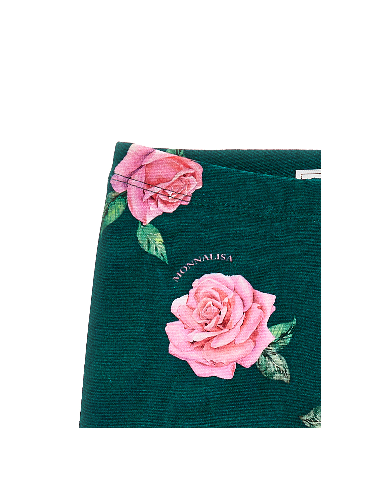 Monnalisa Rose Print Leggings In Green