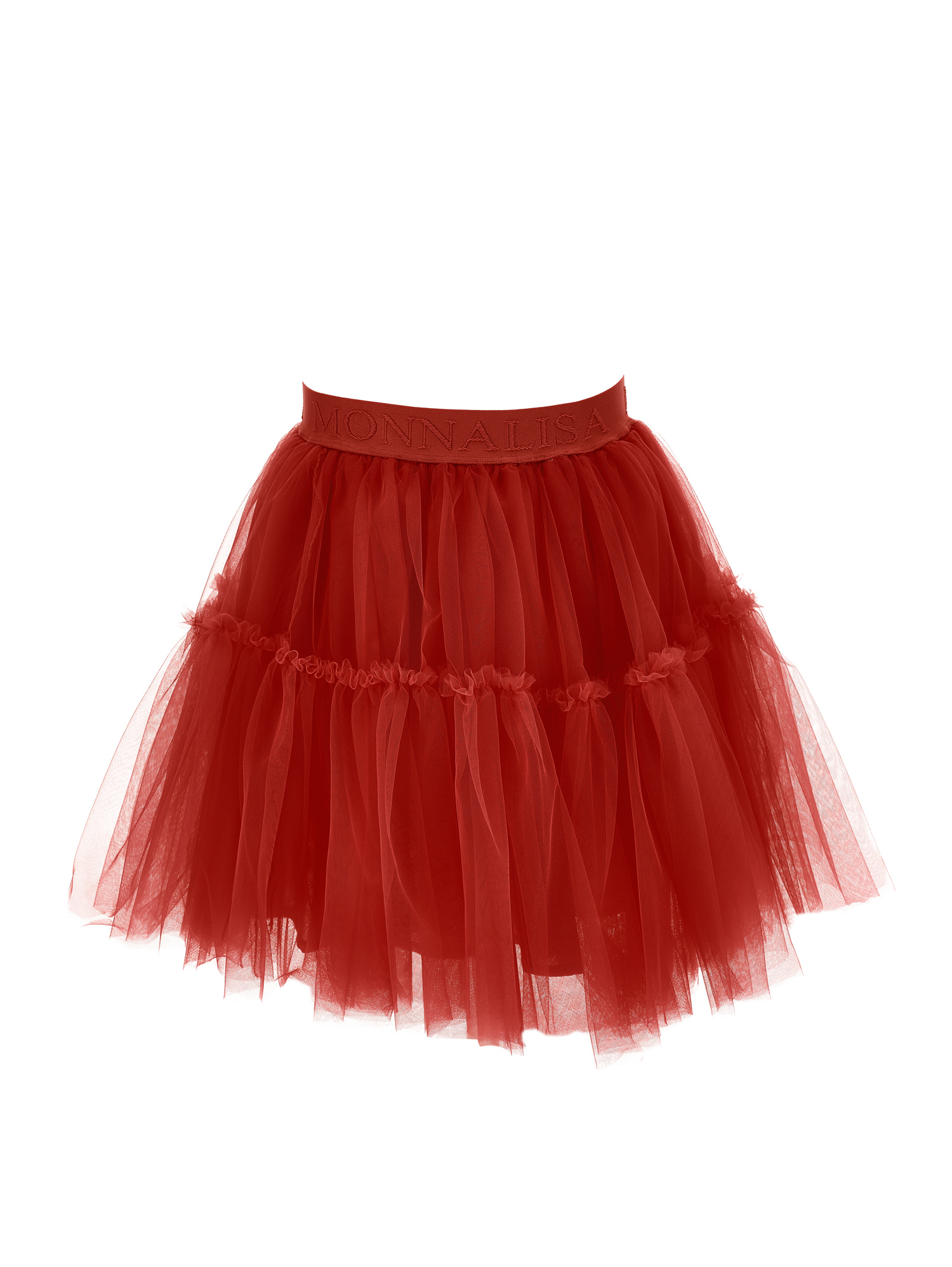 Monnalisa Silk-touch Tulle Skirt In Ruby Red
