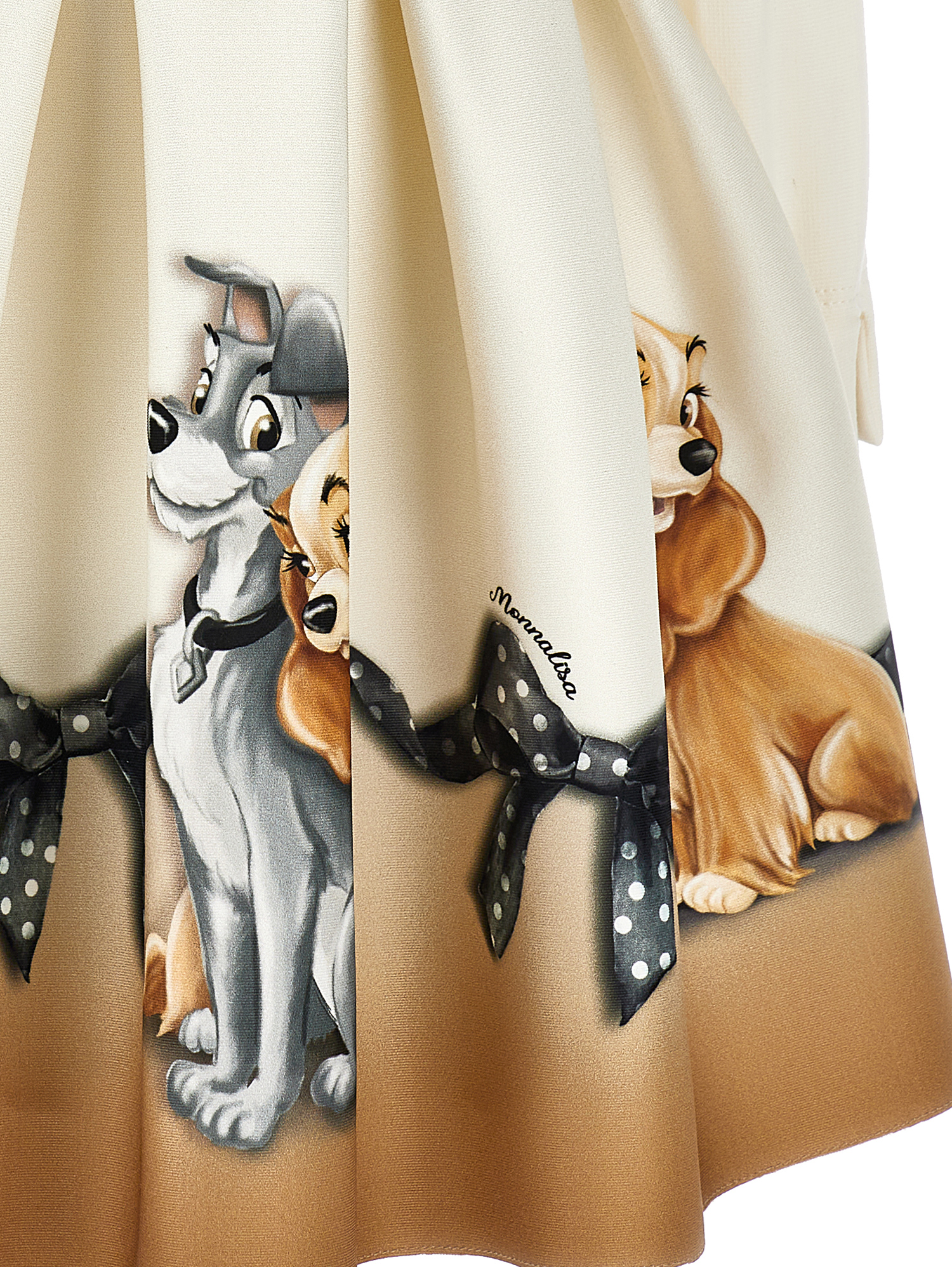 Monnalisa Ivory Dress For Girl Lady And The Tramp In Cream + Grey