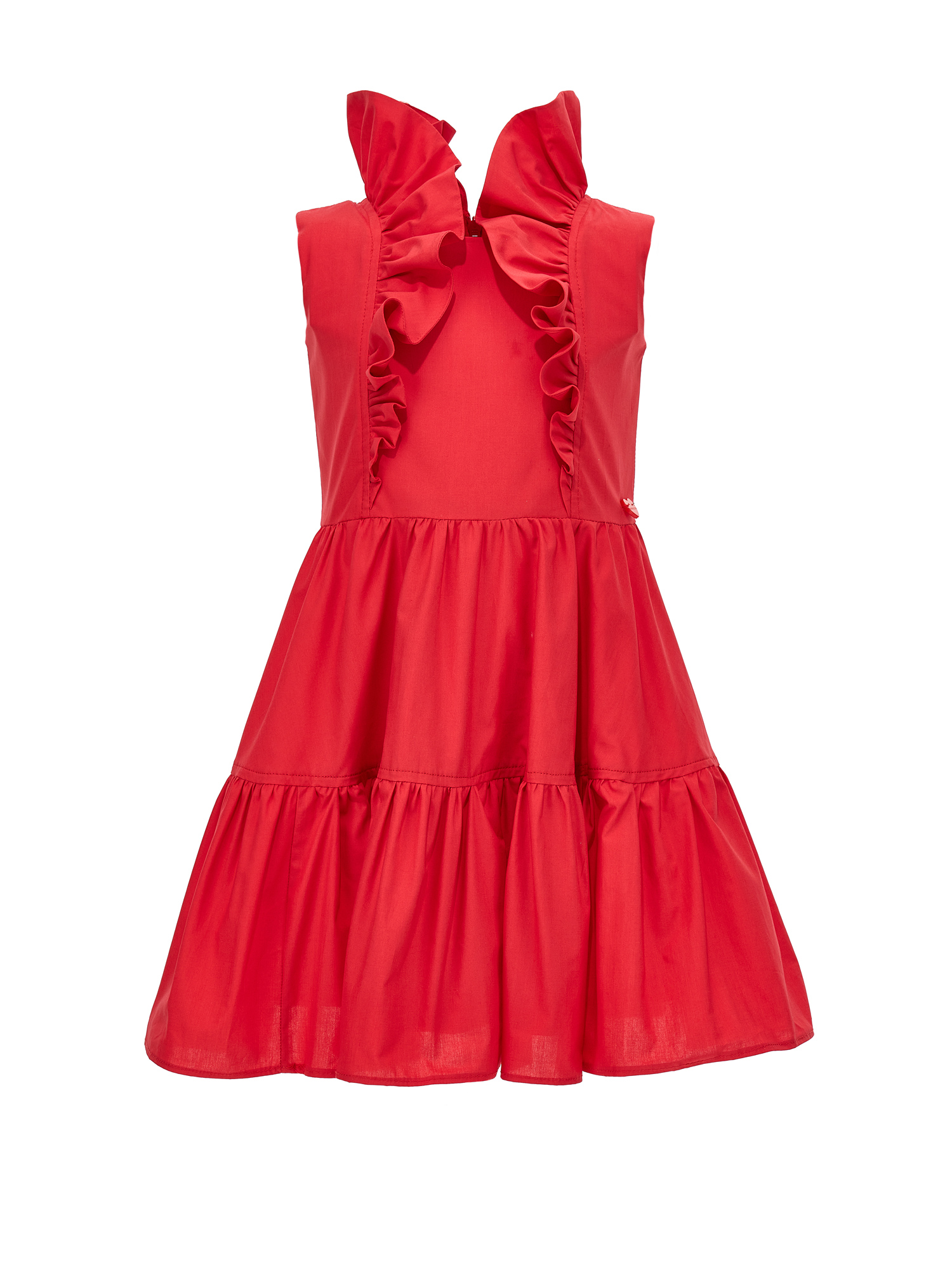 Monnalisa Kids'   Poplin Dress With Trim In Red