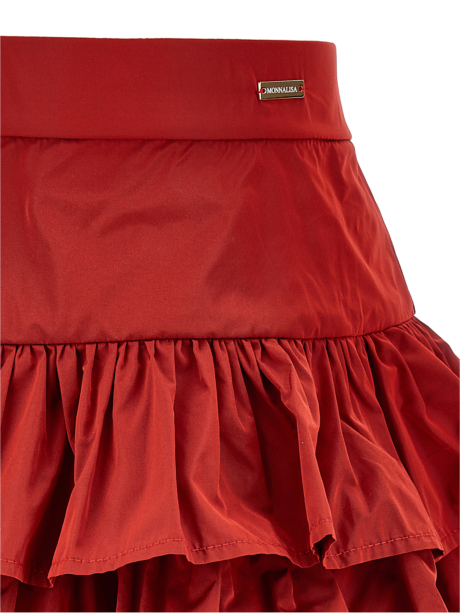 Monnalisa Taffeta Flounced Skirt In Red