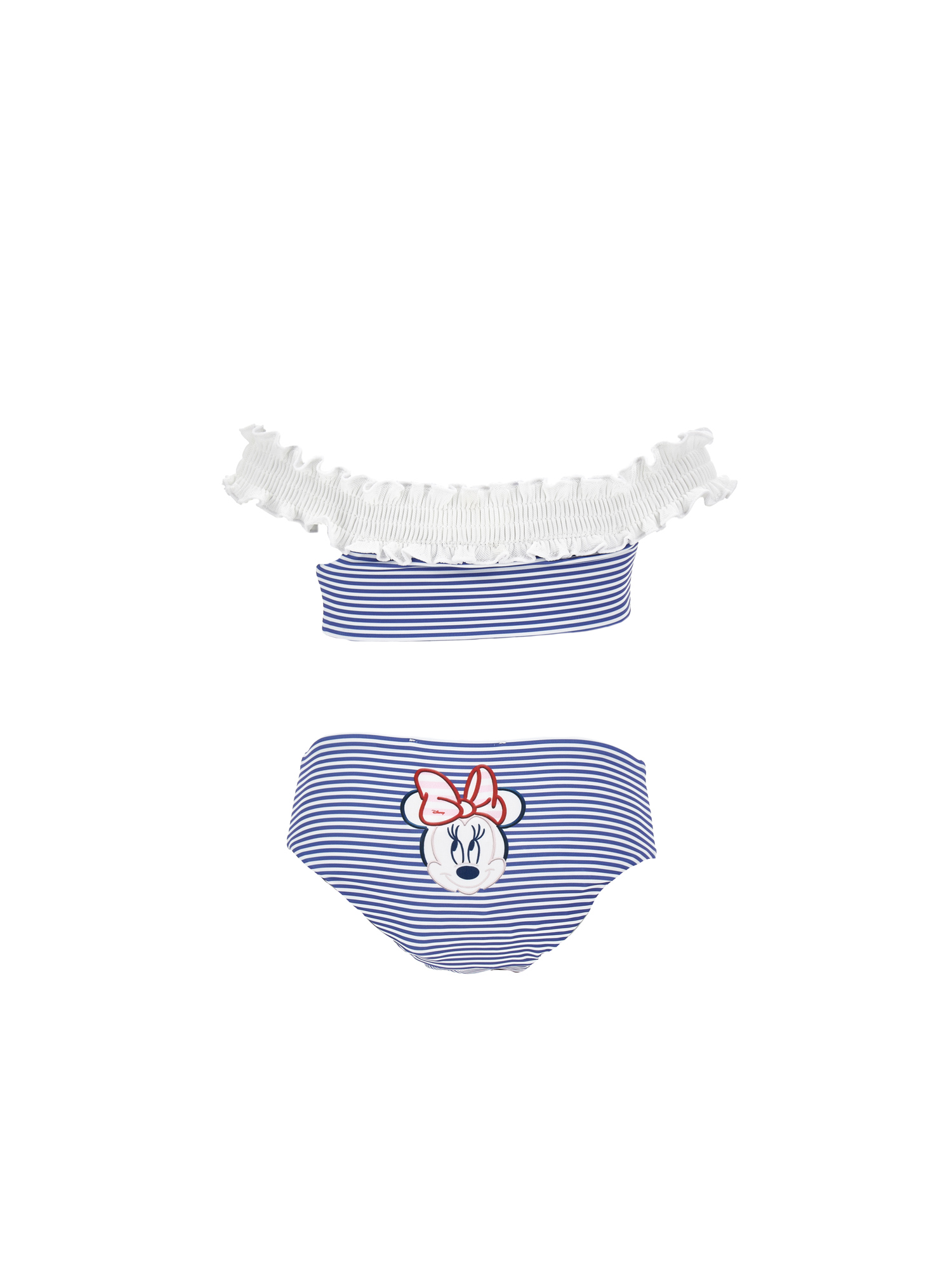 Shop Monnalisa Minnie Striped Bikini In White + Blue