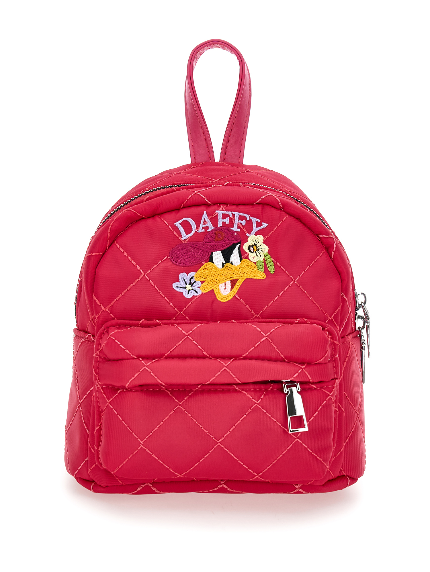 Monnalisa Kids'   Daffy Duck Quilted Fabric Backpack In Red