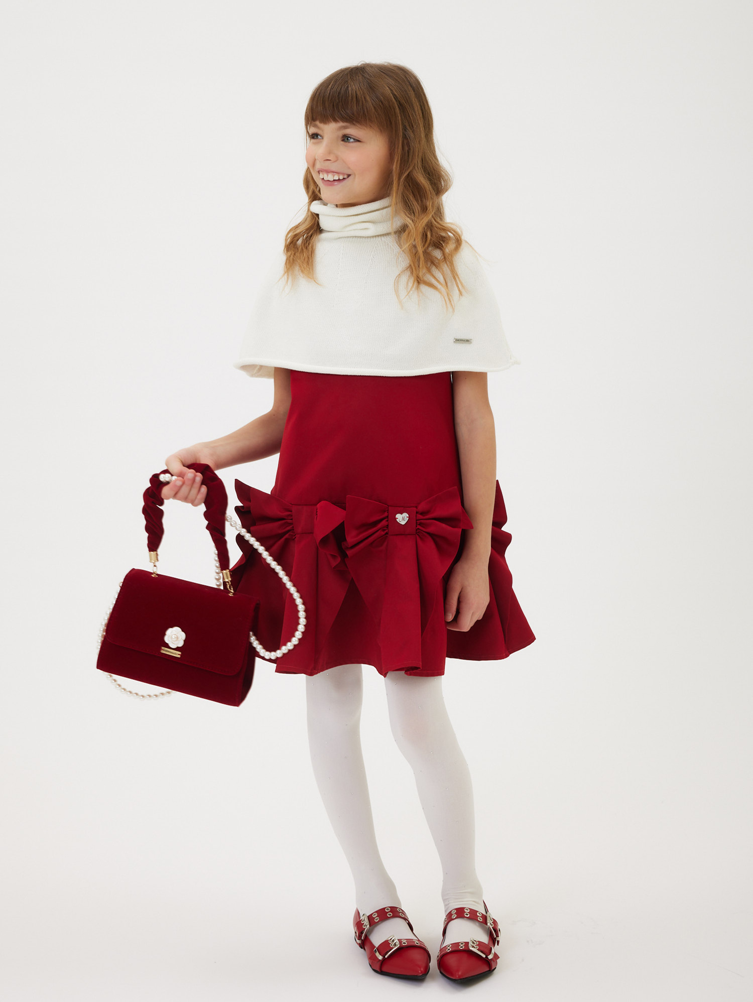 Duchesse sleeveless dress with maxi bows